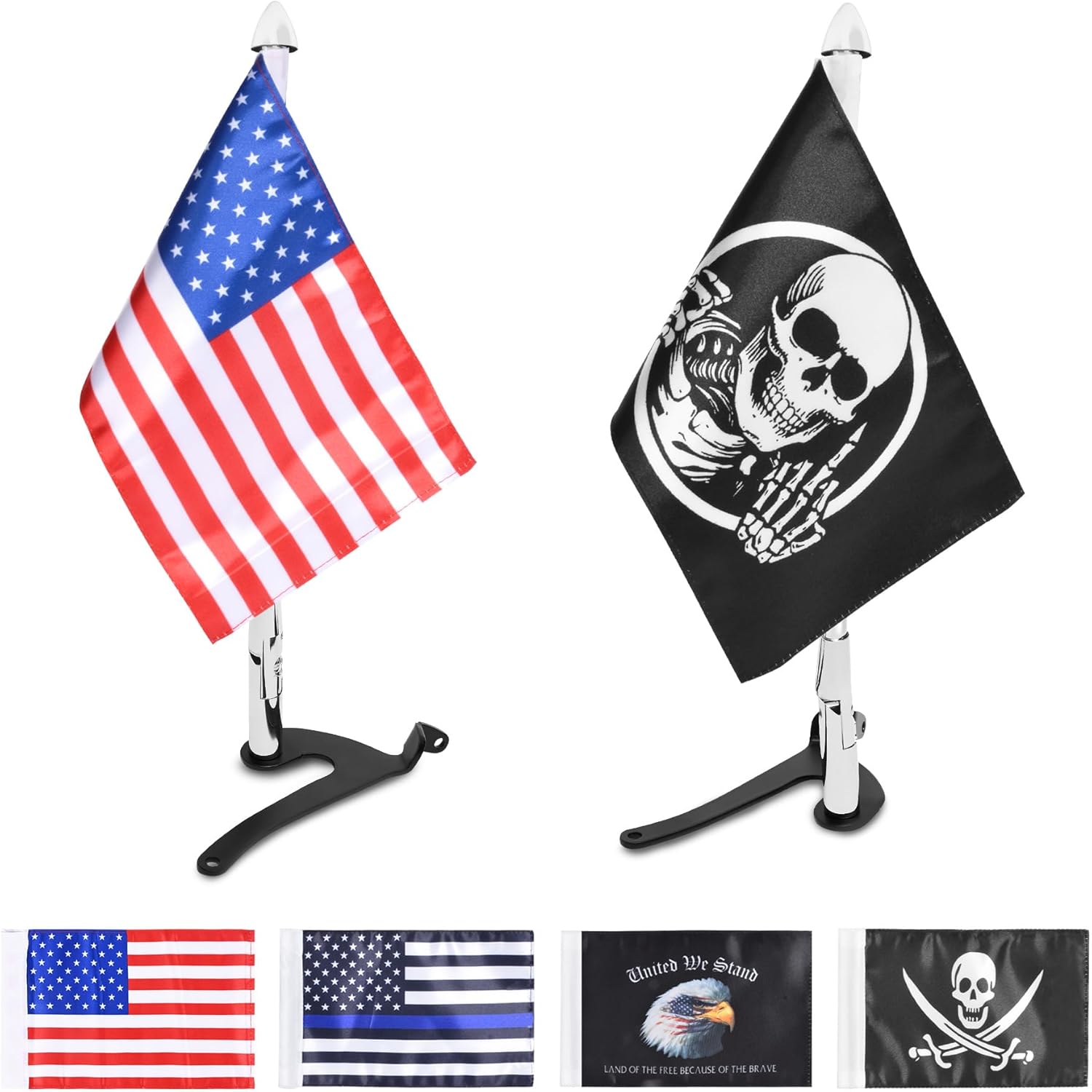 Trunk Flags Pole Mount Bracket for Can-Am Spyder F3 F3-Limited 2017-2025 Spyder RT 2020-2025 Accessories, Aluminum Foldable Flagpole with 6pcs Flags Mounting Kit for Spyder