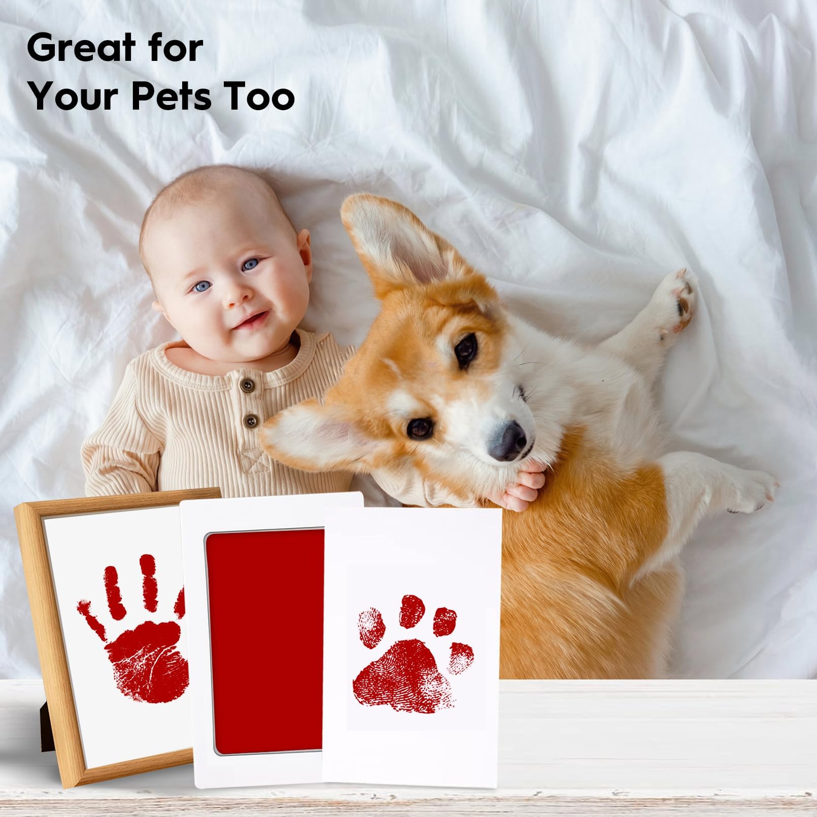 TATUNER Baby Hand and Footprint Kit Inkless - Mess Free Ink Pad, Paw Print Kit for Dogs and Cats, Safe Clean Touch Ink Pads for Newborn Handprints — view 64