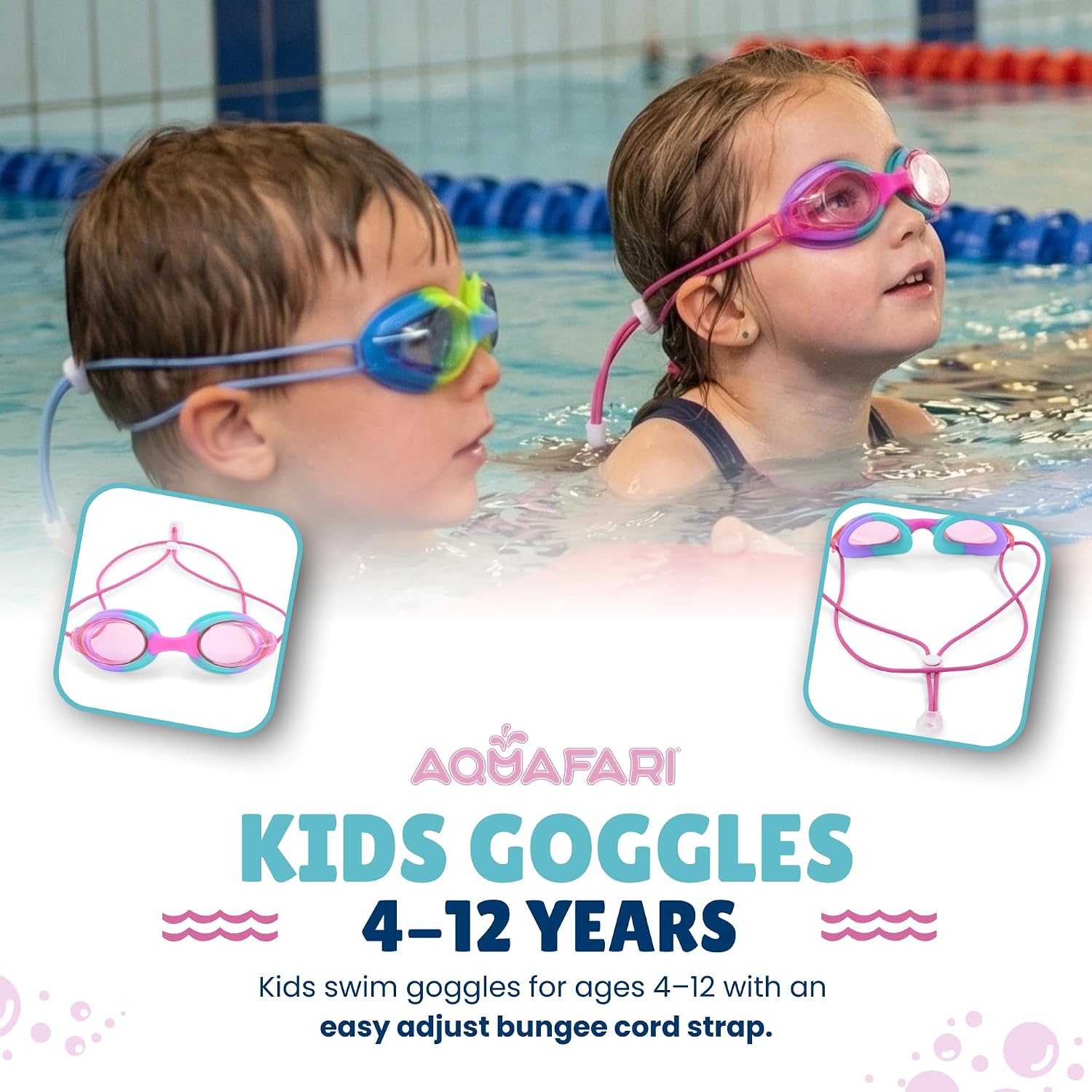 Kids Swim Goggles Ages 4–12 Years | Anti-Fog No Leak Youth Swimming Goggles for Boys & Girls