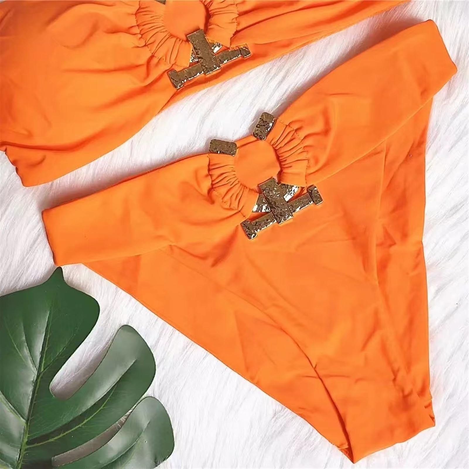 Sexy Bikini Nero Tinta Unita da Donna con Spalle Scoperte, Taglio Alto, Imbottito, Imbottito, con Strass, Costume da Bagno Brasiliano