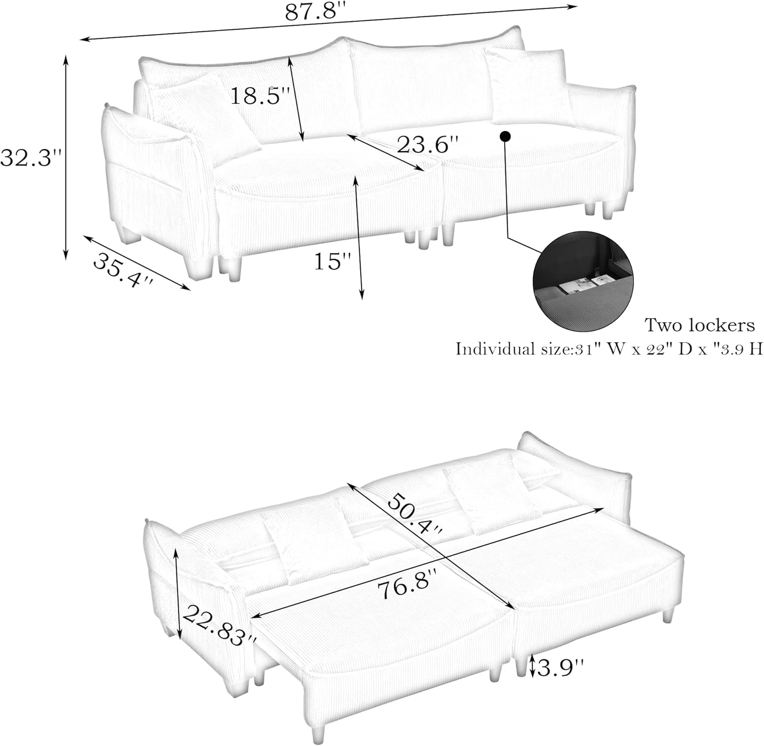 Transformable Green Fabric Sofa Bed with Soft Cushions and Throw Pillows for Relaxation and Comfort in Living Rooms