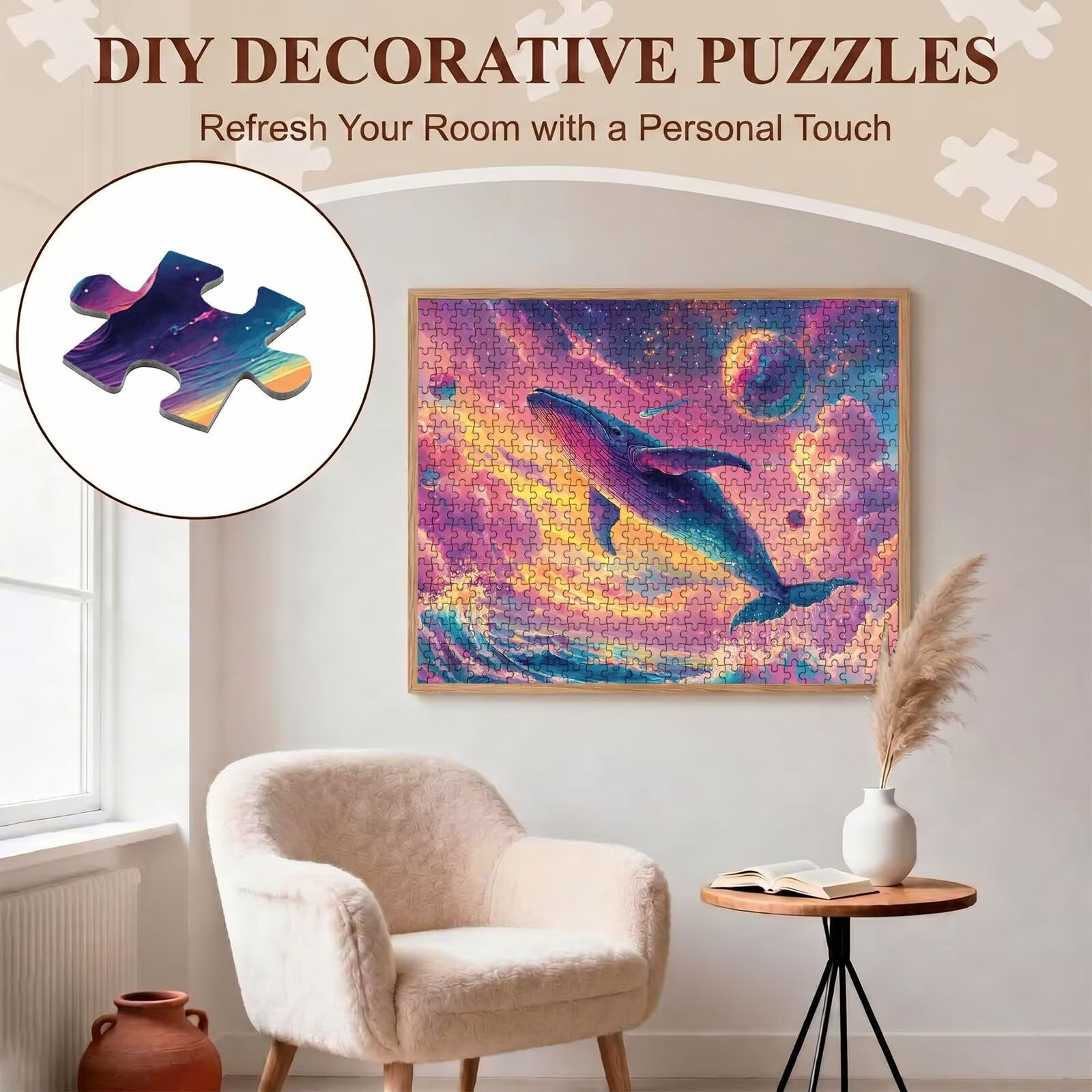 ballena sueño-2 Puzzle de 1500 Piezas, Juego de Mesa Familiar de Madera - Rompecabezas Adultos para Toda La Familia, Rompecabezas Educativo DIY y Antiestrés - Con mapa de referencia, 87 x 57 cm f0-500