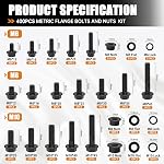 mankk Metric Flange Bolts and Nuts Assortment Kit M6x1.0, M8x1.25, M10x1.5 (12mm to 30mm) Hex Bolts and Nuts Washers Kit for Automotive (10.9 Black Alloy Steel Class)