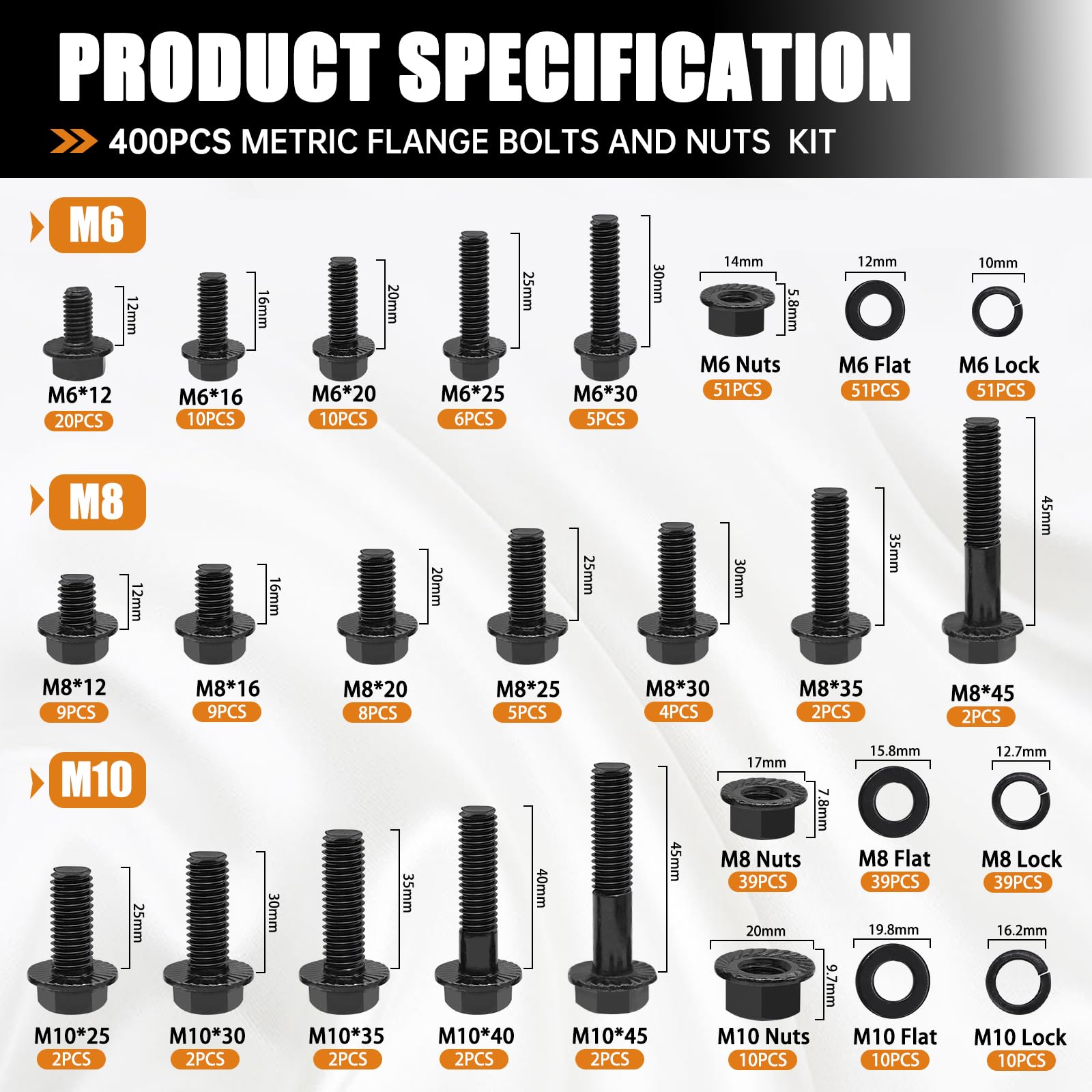 Metric Bolt & Nut Kit - 400 Piece Assortment -2