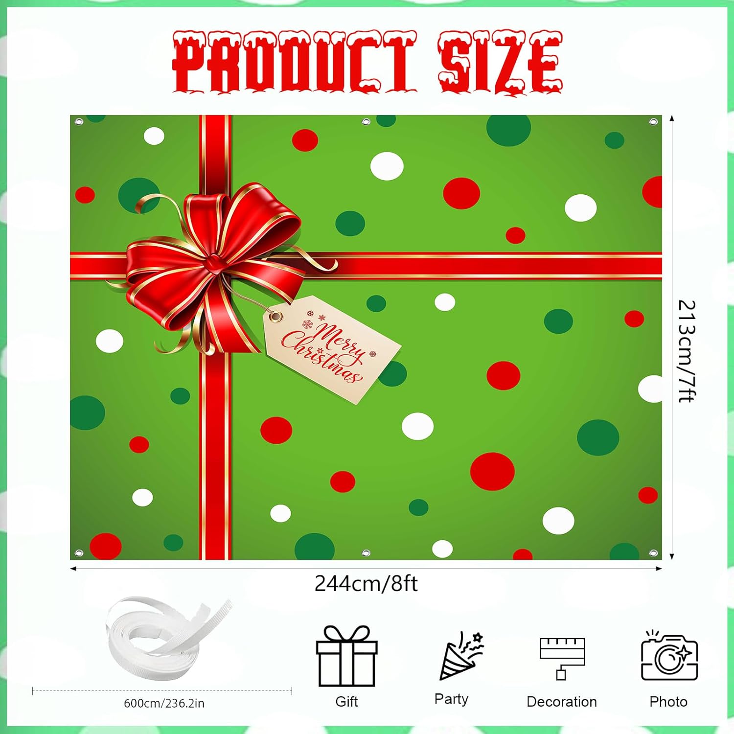 Christmas Garage Door Cover Decorations & 50 Pcs Sage Green Gingham Oval Paper Plates