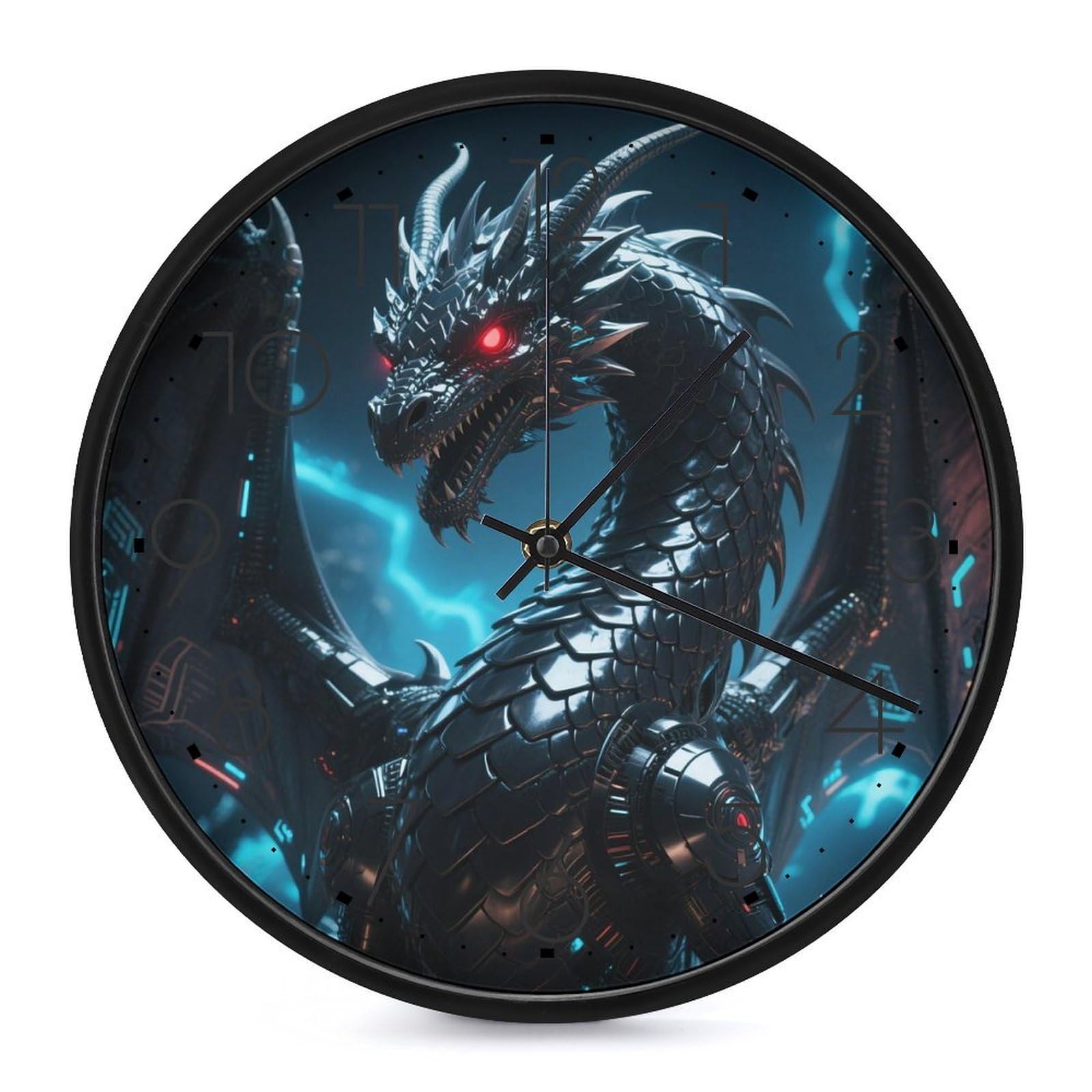 DWVTSLH Dragon Wall Clock 10 Inch Silent Non-Ticking Modern Clocks Battery Operated - Decorative Wall Clocks for Bedroom Living Room Kitchen Office Wall Decor Gift Idea