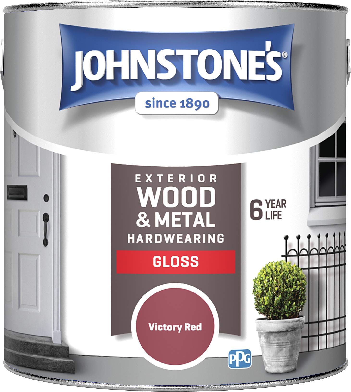 Johnstone's Exterior Hardwearing Gloss - Victory Red - 2.5L, 2.5 l (Pack of 1)