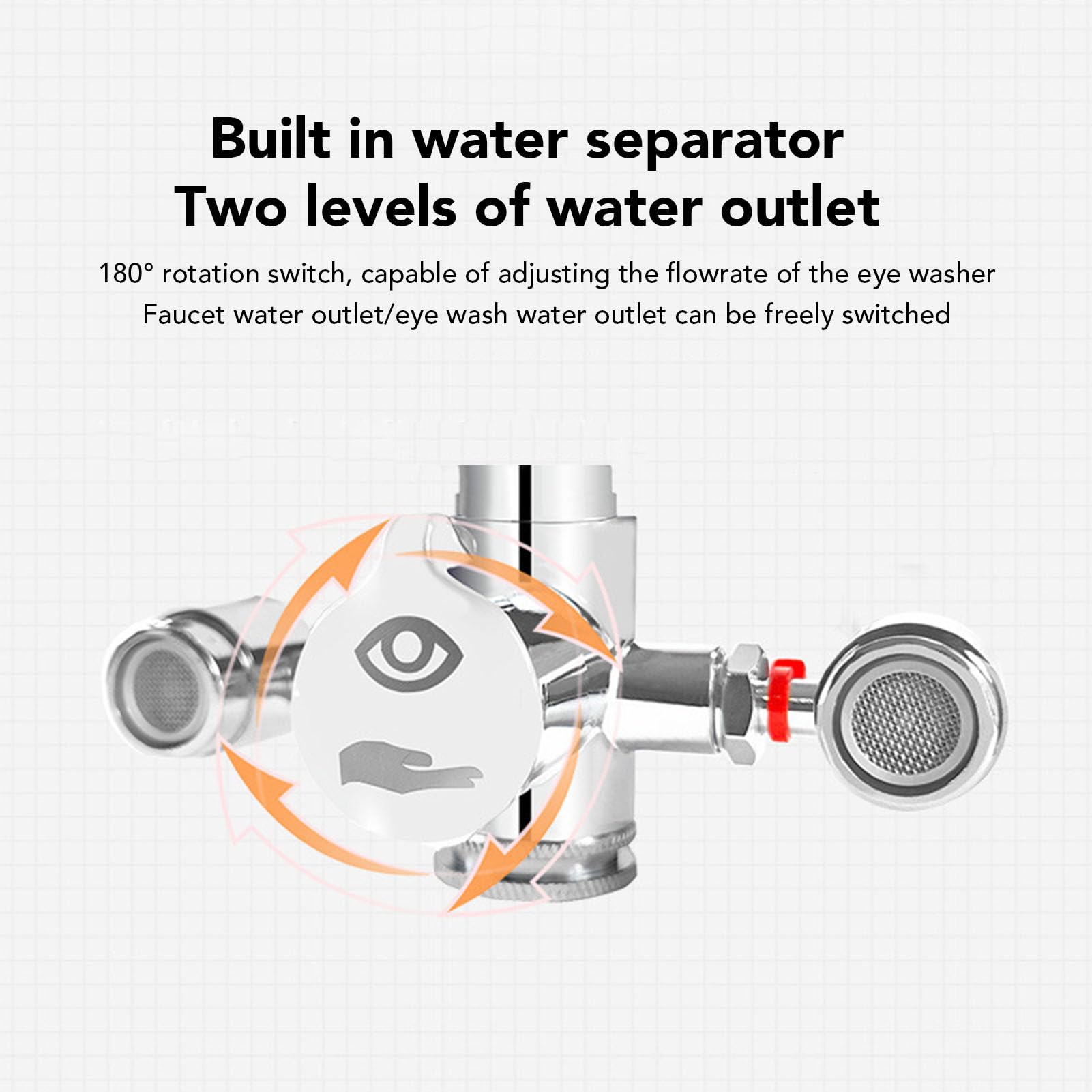 Estación lavaojos con grifo y tapa, rotación de 360°. Lavaojos de emergencia con accesorio para lavabo. Kit lavaojos con 3 adaptadores para laboratorios, fábricas, hogares