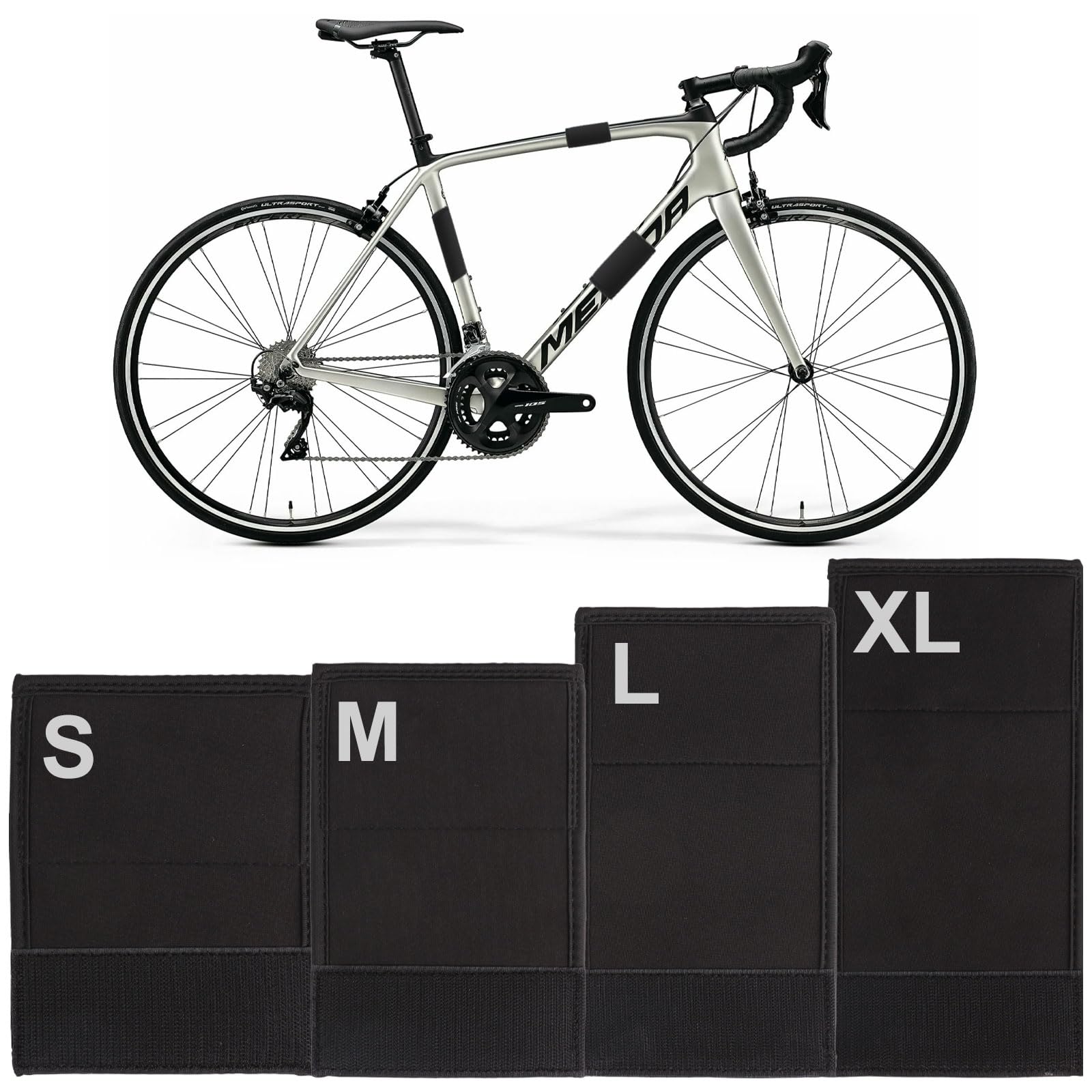 S/M/L/XL Fahrrad Rahmenschutz Set, 4 Stück Fahrrad Rahmenschutz Neopren Klett, Carbon Rahmen Schutz Fahrradträger Zubehör, Fahrrad Transportschutz Zubehör, Neopren Schutzhülle Rahmen für MTB Rennrad