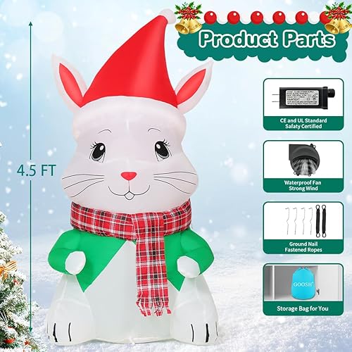 Miniatura 6 de GOOSH Decoración inflable de Navidad de 4.5 pies para exteriores, decoración de patio de Navidad al aire libre, fiesta al aire libre, jardín y patio