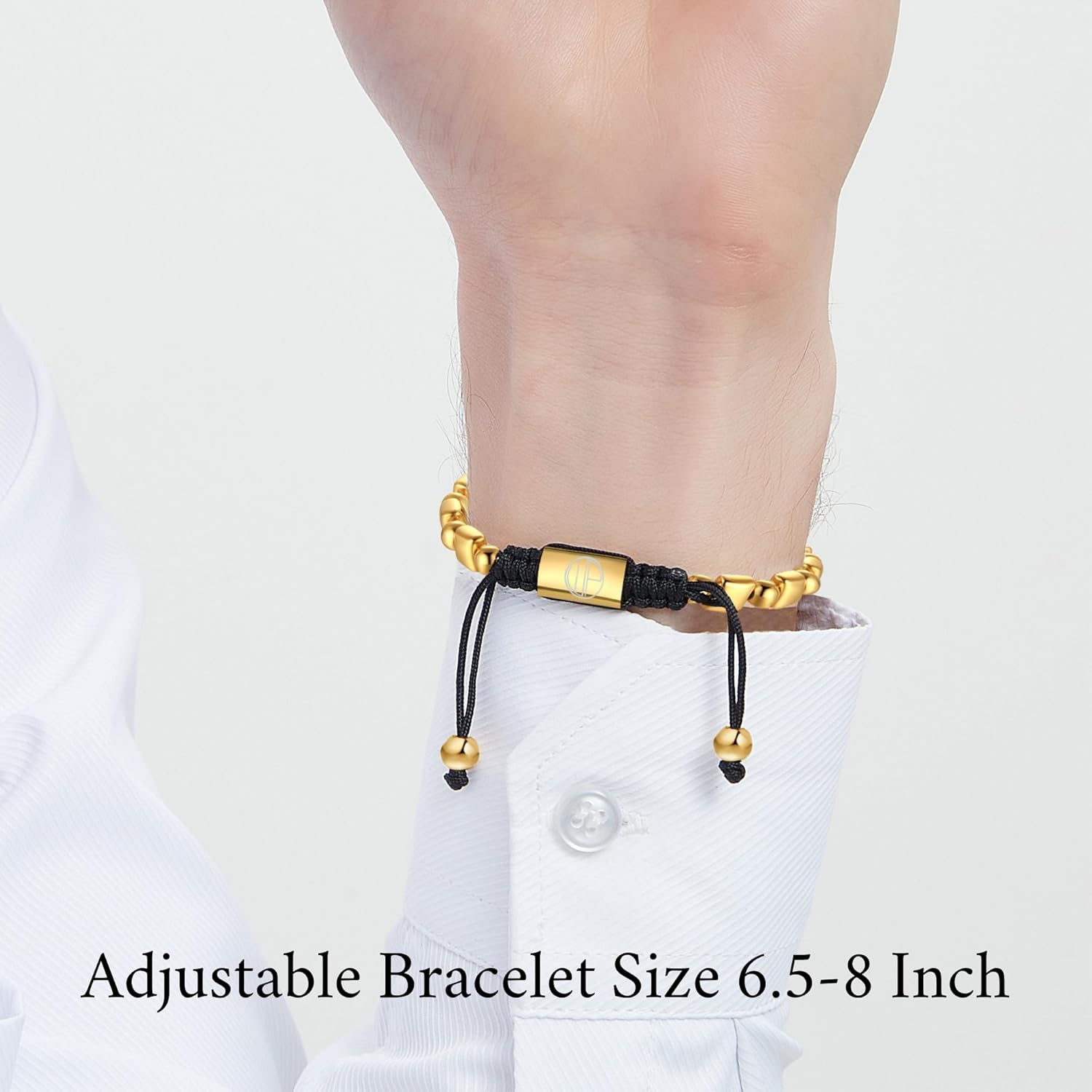 18K Gold Plated Bracelets for Men Stainless Steel Tiger Eye Silicone Beads Boho Mens Bracelet Adjustable Braided Bracelet Jewelry Gifts for Women - Image 5