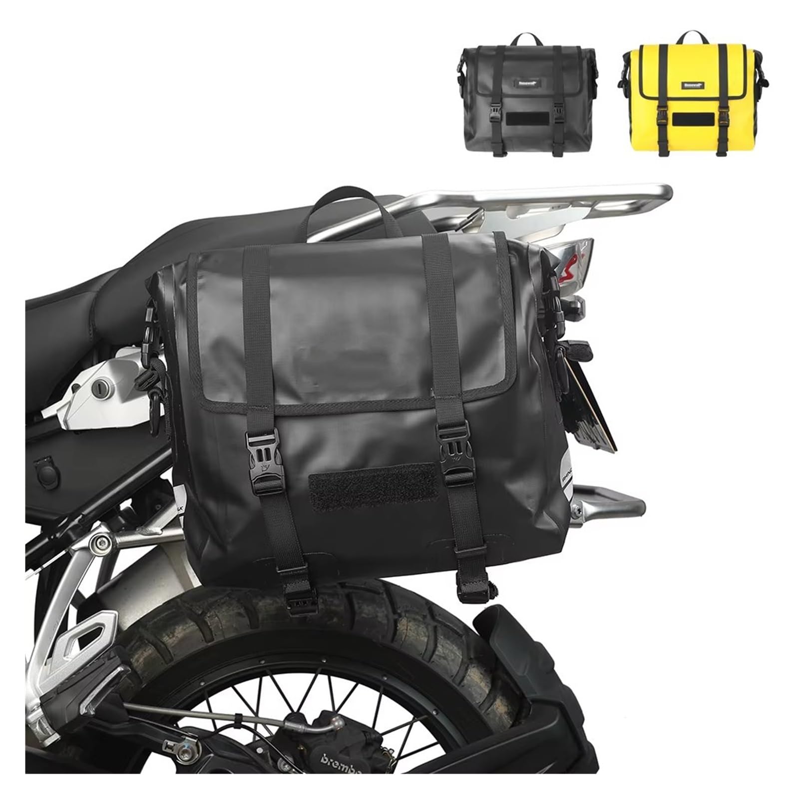 Borsa Posteriore Moto Per Maggior Parte Motori Borsa Sella Per Moto Impermeabile 15L Motore Sgancio Rapido Portaoggetti Laterale Per Laptop 1 Pezzo(Yellow-15L)