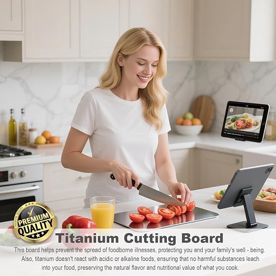 Titanium Cutting Board, Titanium Cutting Boards for Kitchen, Double Sided Food-Grade Cutting Board (15 x 11 in)