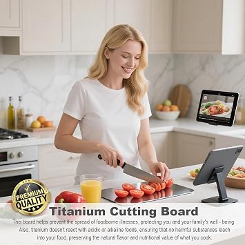 Titanium Cutting Board, Titanium Cutting Boards for Kitchen, Double Sided Food-Grade Cutting Board (15 x 11 in)