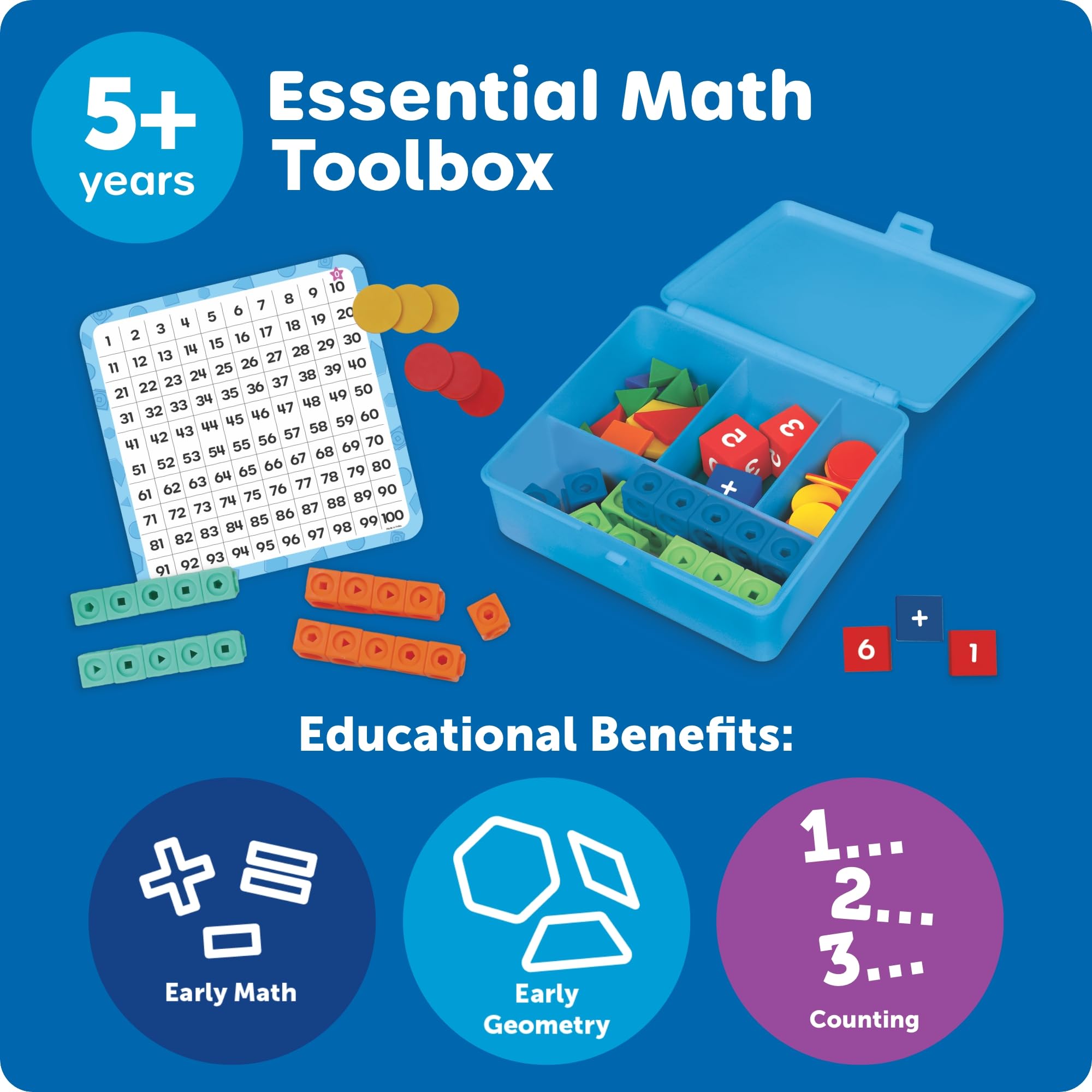 Learning Resources Niezbędny zestaw narzędzi matematycznych - manipulacje matematyczne, dodawanie i odejmowanie, umiejętności czasowe, niezbędne rzeczy w klasie, przybory szkolne, zestaw programowy