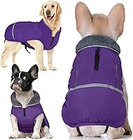 Vista 16 de QBLEEV Abrigo cálido para perro, chaqueta de invierno reflectante, impermeable, resistente al viento, ropa de cuello alto para perro para clima