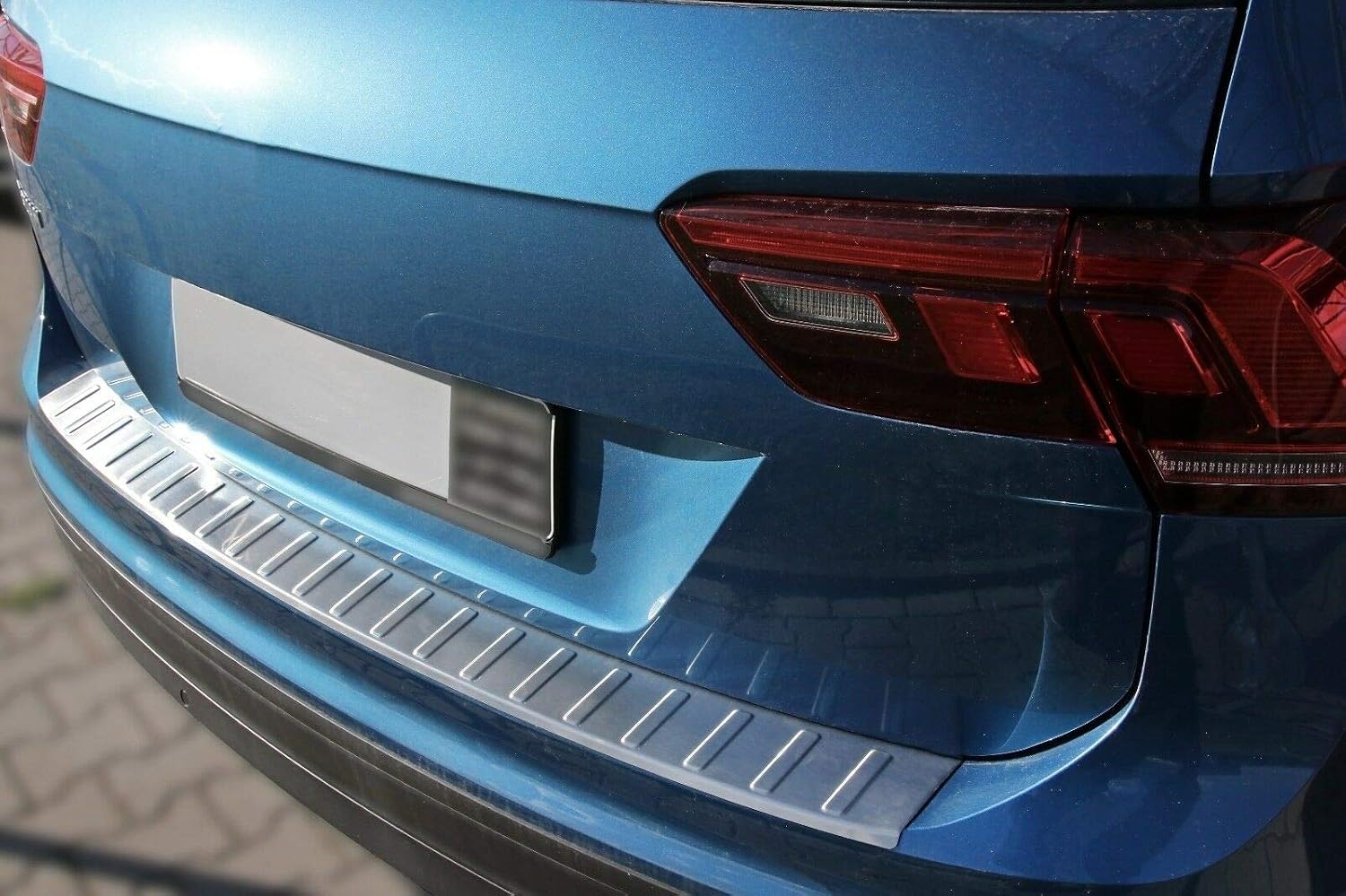 Recambo Boot Sill Protector Stainless Steel Matt Compatible with VW Tiguan II and Allspace from 2016 with Folded Edge Premium Quality