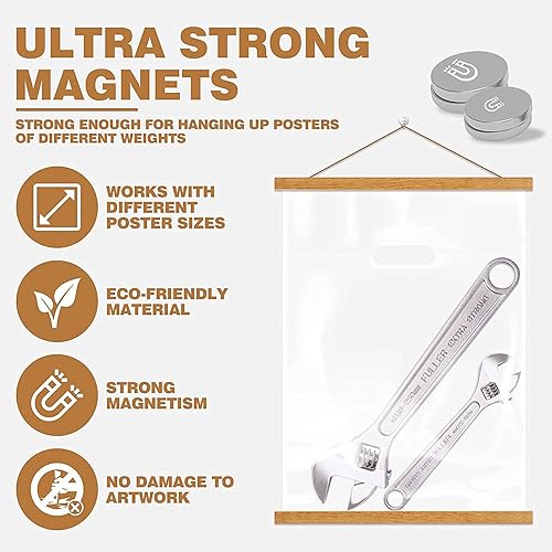 Miniatura 39 de Ywlake - Kit de marco magnético de madera estilo gancho, para colgar pergaminos, pósteres, mapas, lienzos y obras de arte de 12 x 18 pulgadas, 12 x