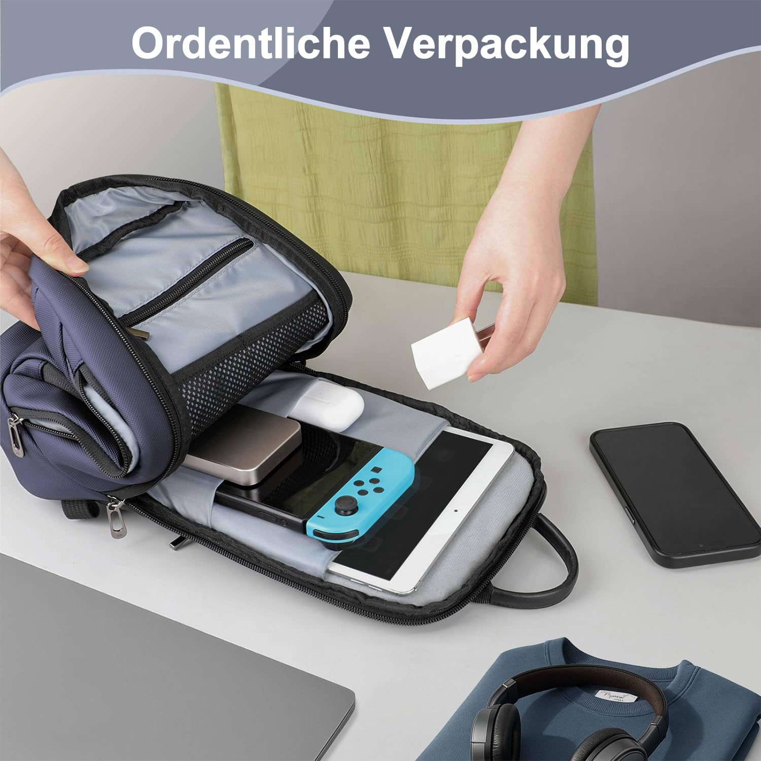 hk Brusttasche Herren Crossbody Tasche Wasserabweisend Umhängetasche mit Tabletfach für iPad 11,3 Zoll