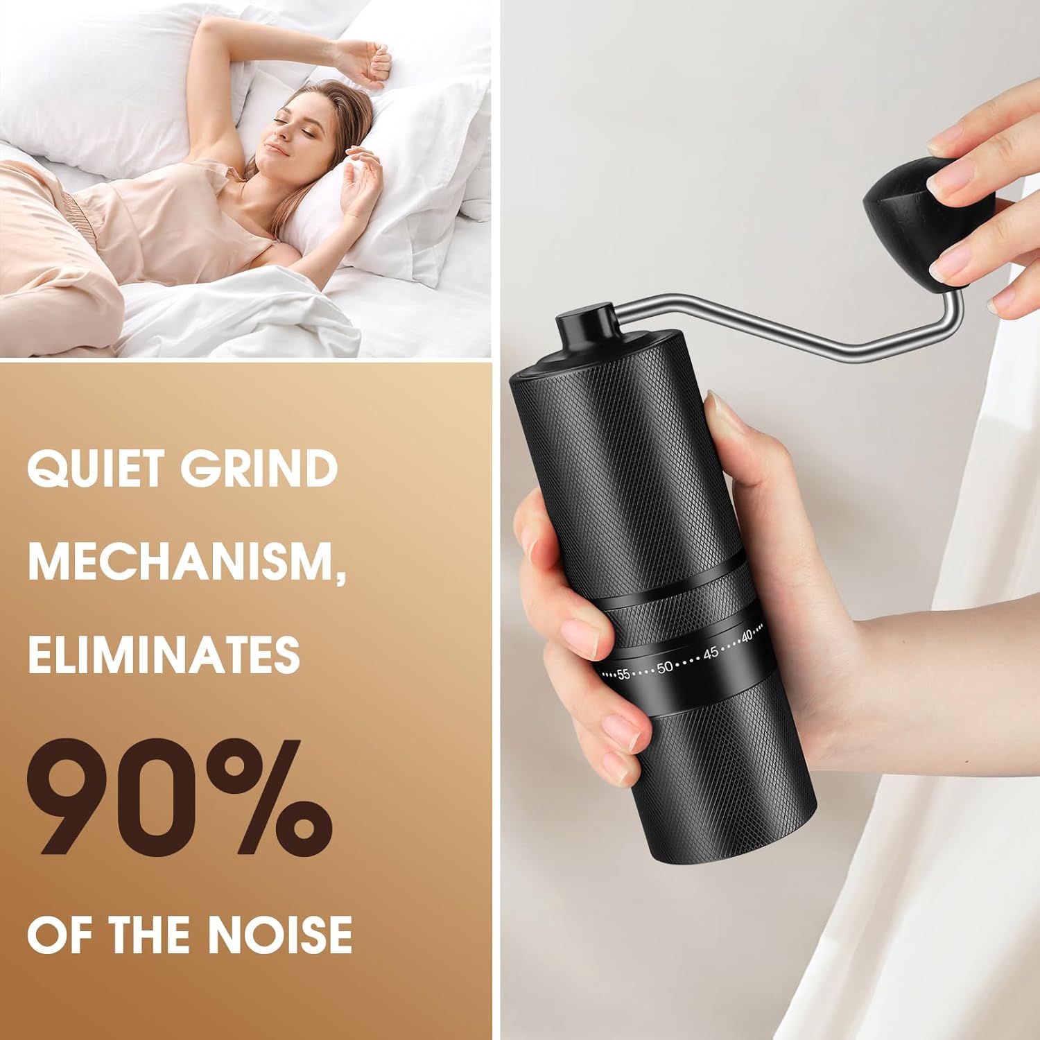 Portable Manual Coffee Grinder – 60 Precision Grind Settings, Stainless Steel Conical Burr Mill for Espresso, French Press & Travel