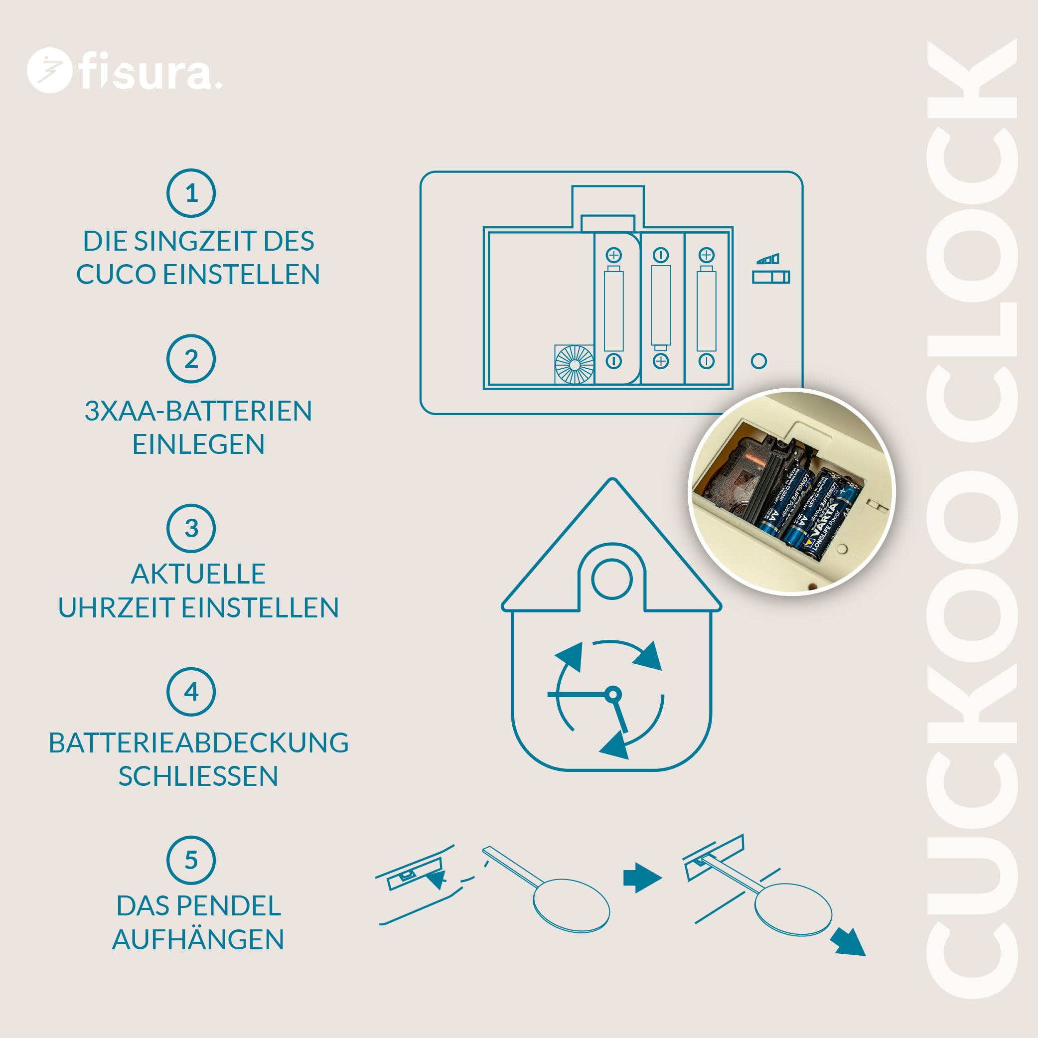 Fisura - Weiße mit mehrfarbigem Zifferblatt Kuckucksuhr Wanduhr modern. Kuckuckuhr Schwarzwalduhr. 3 AA-Batterien Nicht enthalten. 21 – Bild 3