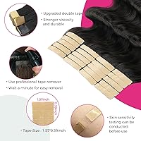 Vista 50 de Lashey Extensiones de Cabello Humano con Cinta Adhesiva Negro Natural 100% Remy Cabello Humano Liso Extensiones de Cabello con Cinta Largas de 24