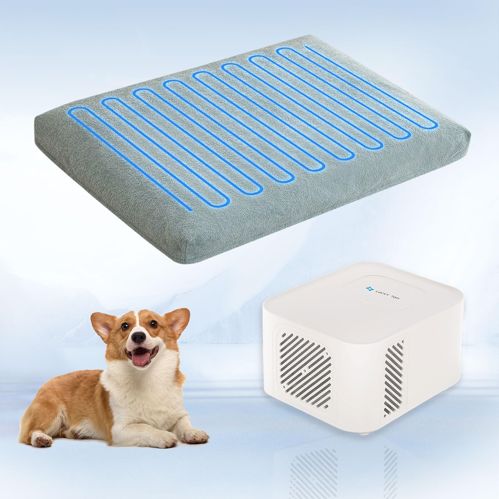 Lucky Tom Pet Bed Cooling System, Consistent Cold Water Pad, No Refrigeration or Chemical Gel Needed, Machine Washable Bed, Ideal for Home and Crates
