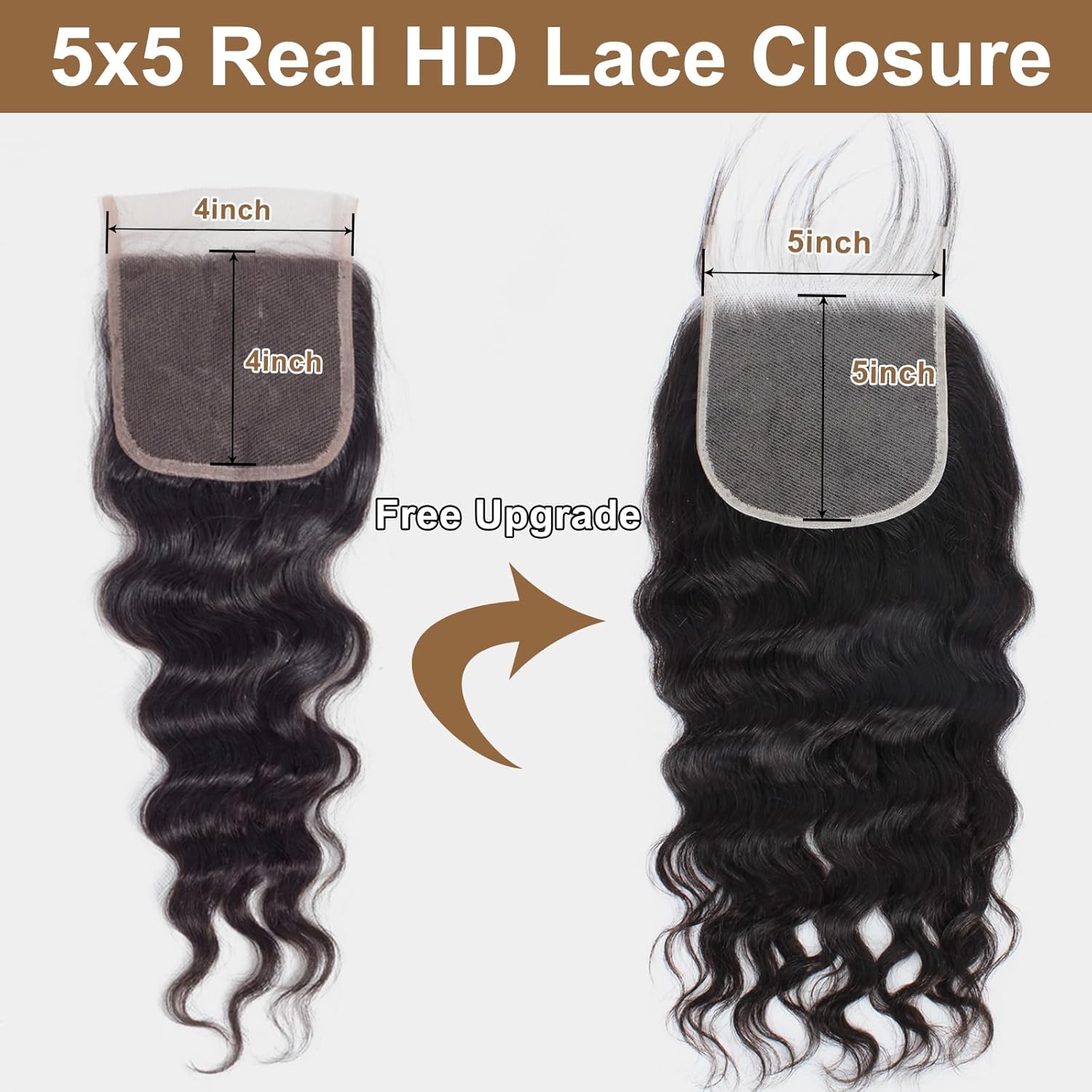 16A Loose Wave Bundles Human Hair with 5x5 HD Lace Closure (18 20 22+16") 100% Real Human Hair 3X Longer Lifespan 100% Unprocessed Loose Deep Wave Human Hair Bundles with Closure Natural Color