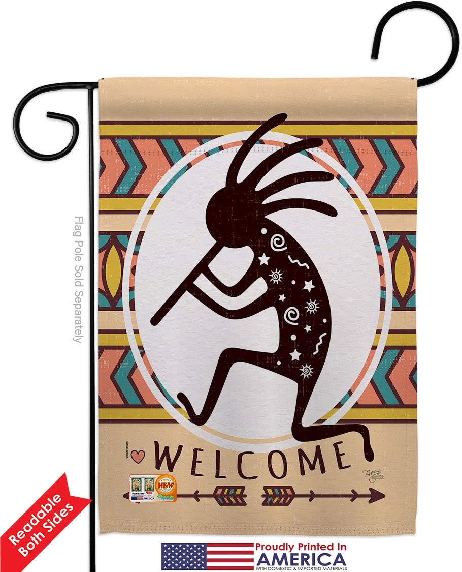 Welcome Kokopelli Dance Garden House Flags Set Country Living Southwest Desert Cactus Succulent Particular Area Small Decorative Gift Yard Banner Double-Sided Made In USA 28 X 40