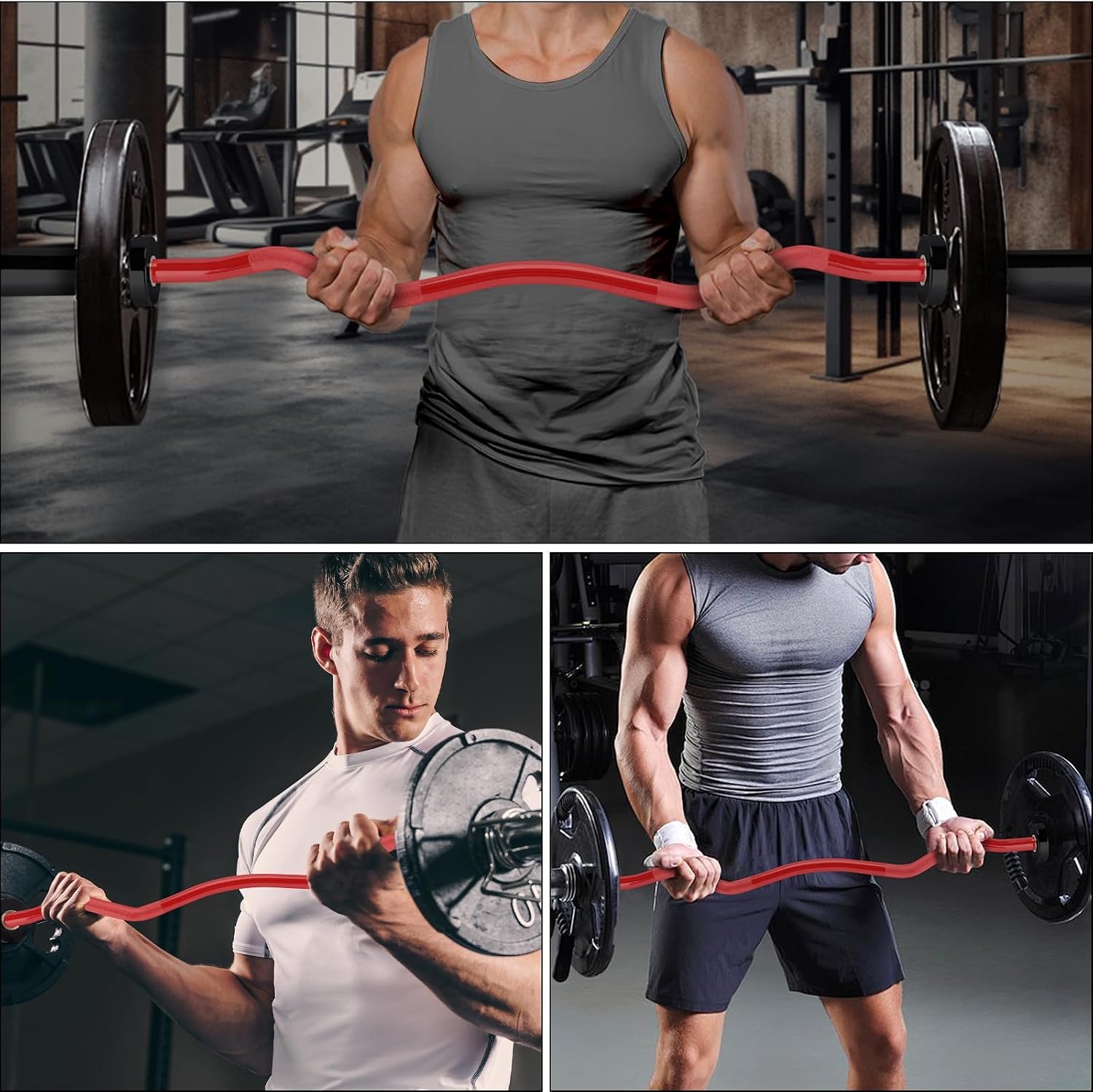 4ft Olympic Barbell & EZ Curl Bar, 500 lb Capacity, Knurled Grip for Weightlifting, Squats, Deadlifts, Hip Thrusts, Biceps - Home Gym Strength Training Bars Fits 2" Plates with 2 Spring Collars
