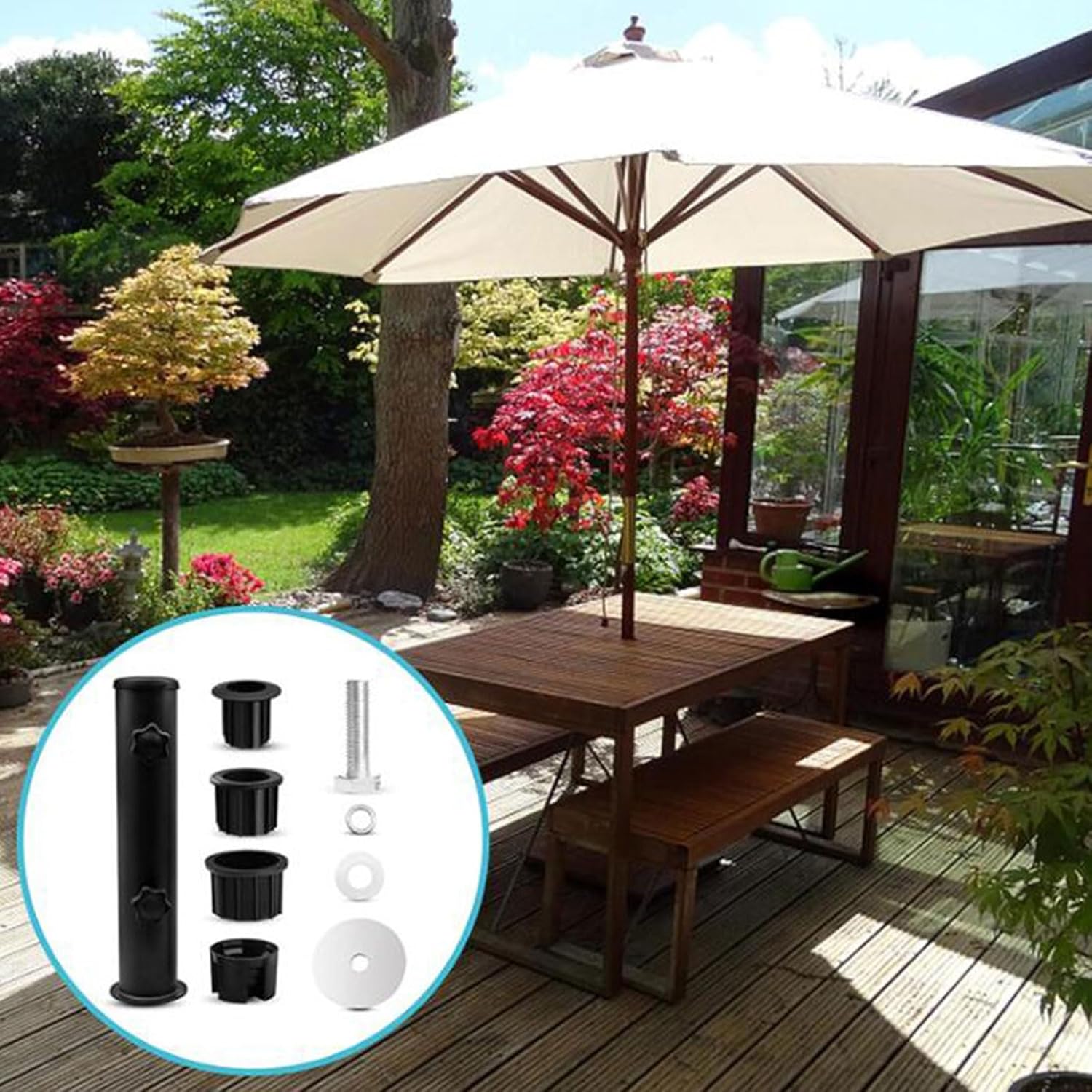 Square Steel Parasol Umbrella Mount Clamp Base Stand Stable for Outdoor Patios Garden Picnic Table Dock Pontoons Steel Square Holder Deck Outdoor Base Rust Umbrella Mount