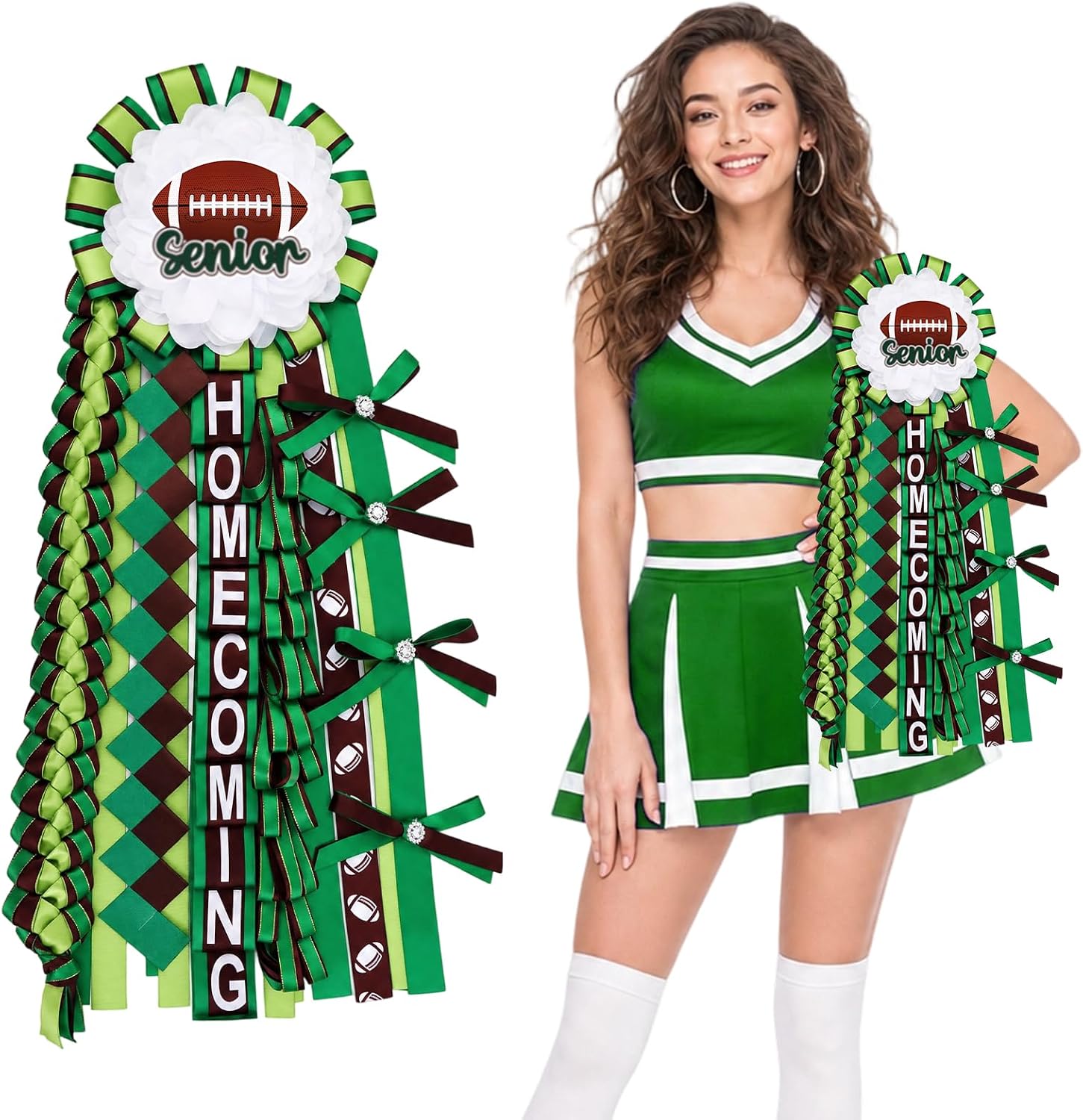 Hamdwerk Green Gold Homecoming Mum Supplies 15'' DIY HOCO Mom Craft Kit