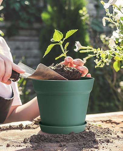 Miniatura 3 de homenote Macetas, paquete de 15 macetas de 6 pulgadas con múltiples agujeros de drenaje y platillos, macetas de plástico para todas las flores de