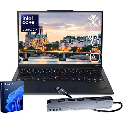 Lenovo ThinkPad X1 Carbon Gen 13 Business AI Laptop, Intel Core Ultra 7 255U, 14" FHD+ Touchscreen, 32GB DDR5, 1TB SSD, 1080p IR Camera, Fingerprint, Wi-Fi 6E, Win 11 Pro, Bundle with 7-in-1 USB-C Hub