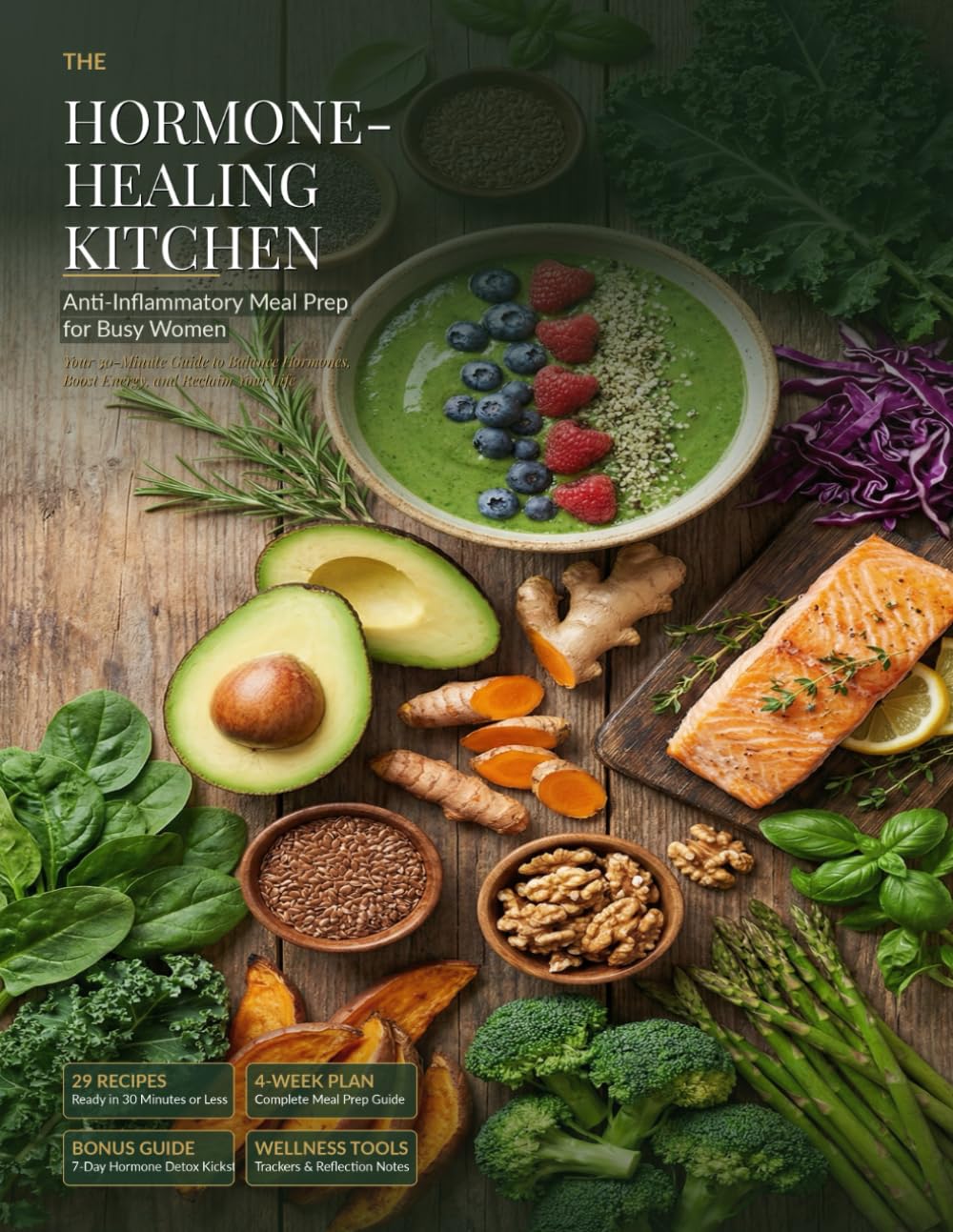 The Hormone-Healing Kitchen: Anti-Inflammatory Meal Prep for Busy Women: Your 30-Minute Guide to Balance Hormones, Boost Energy, and Reclaim Your Life with a 4-Week Plan and Recipes.