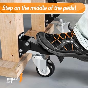 SOLEJAZZ Retractable Workbench Casters Wheels Set of 4 Heavy Duty, 660Lbs | Locking side mount caster rollers stepdown castor wheels for bench machinery work table with easy installation template