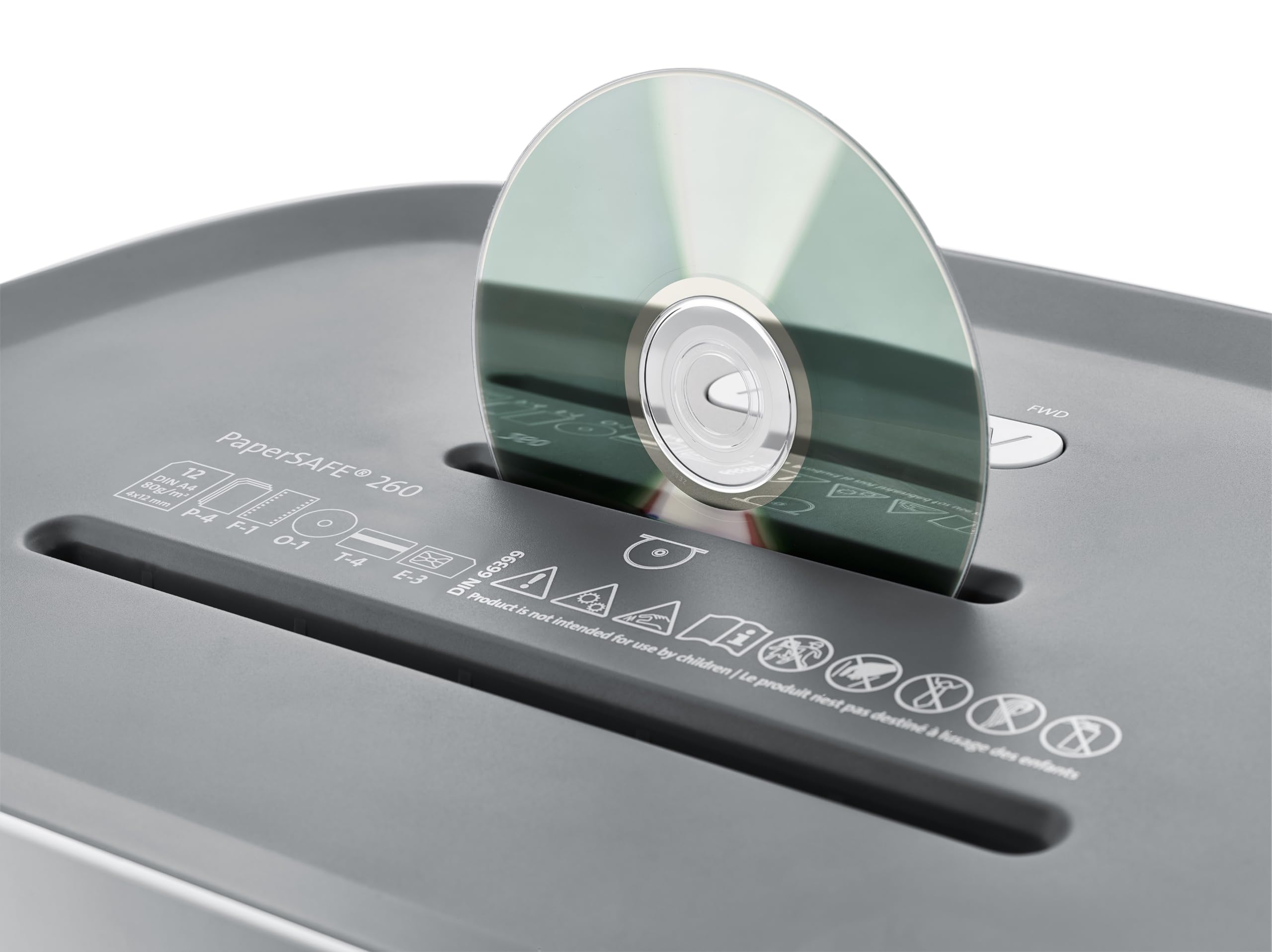 Dahle PaperSAFE PS 260 niszczarka dokumentów (12 arkuszy, poziom bezpieczeństwa P4, cięcie cząstek, nie zawiera oleju i konserwacji, 25 litrów) szara