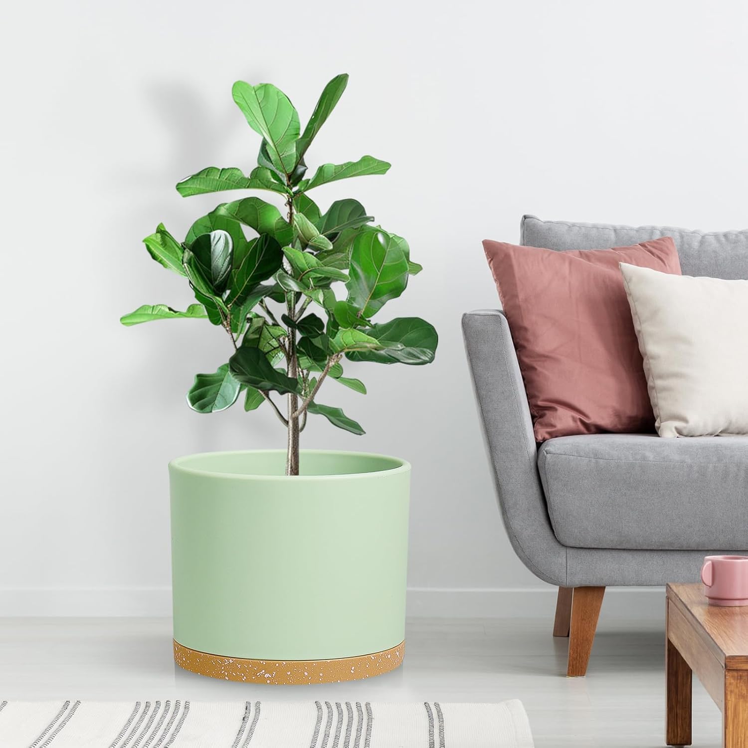 Large Plant Pots Set of 3 – 8", 9", 10" Indoor Flower Pots with Drainage Holes and Saucers, Big Planters for Monstera, Fiddle Leaf Fig, Snake Plant – 5 Colors