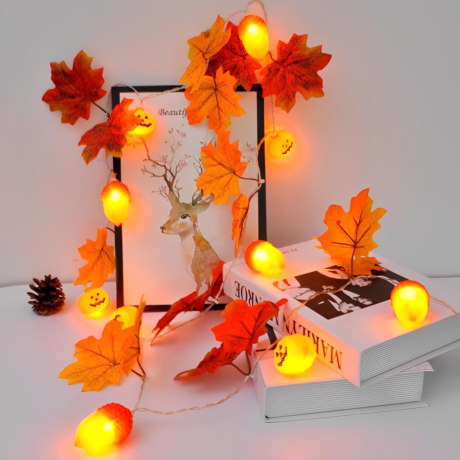 RECUTMS Guirlande D'automne, Decoration Automne, 20 LED Décoration