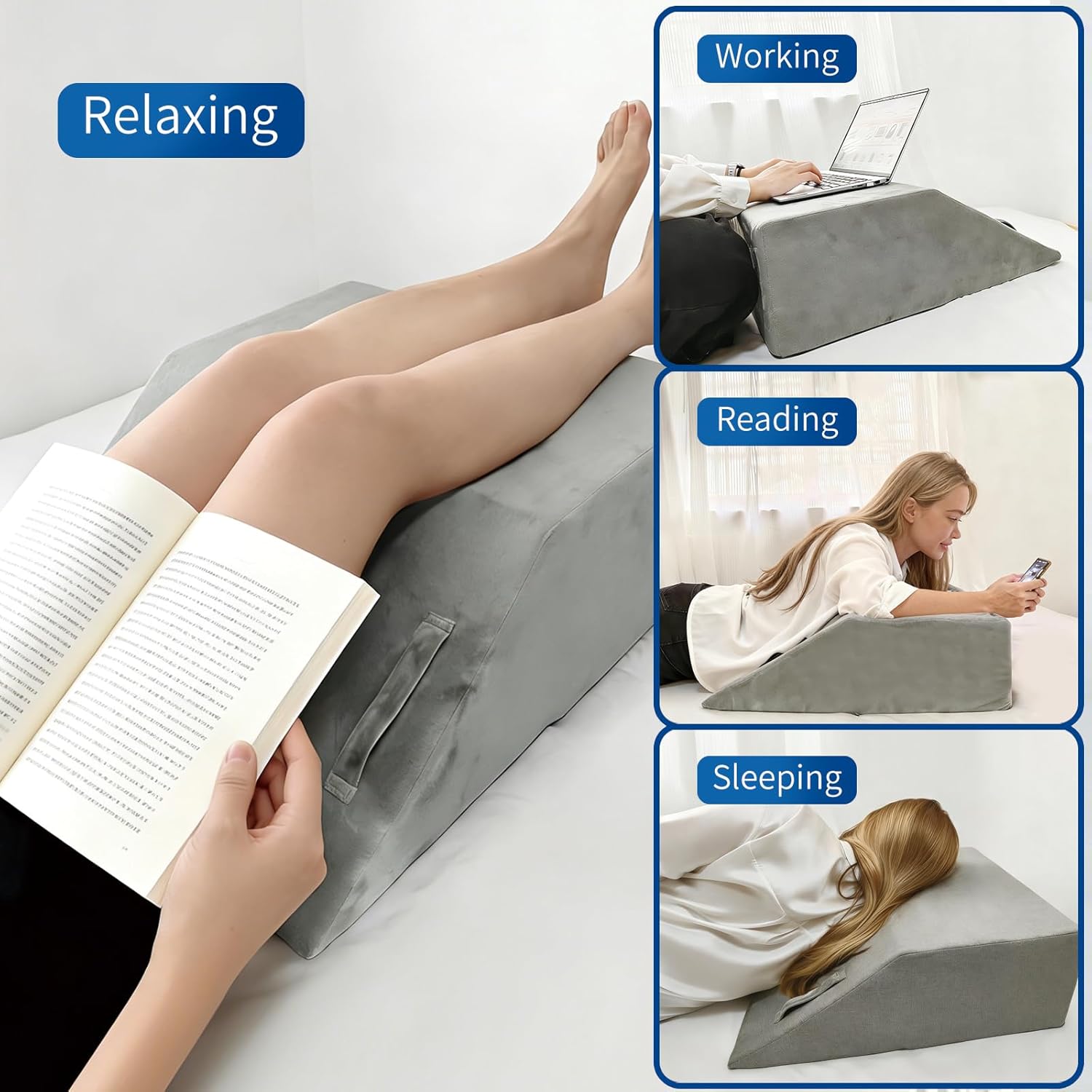 Leg Elevation Pillows for After Surgery, Memory Foam Leg Pillow for Sleeping Lower Back Hip Ankle Sciatica Pain Relief