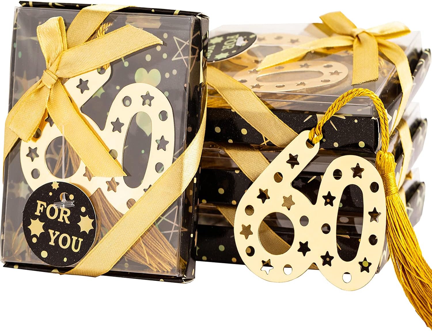 60PCS 60th Birthday Bookmarks for 60th Birthday Party Favors 60th Wedding Anniversaries Souvenirs Favors Gifts Decorations for Guests (60shape)