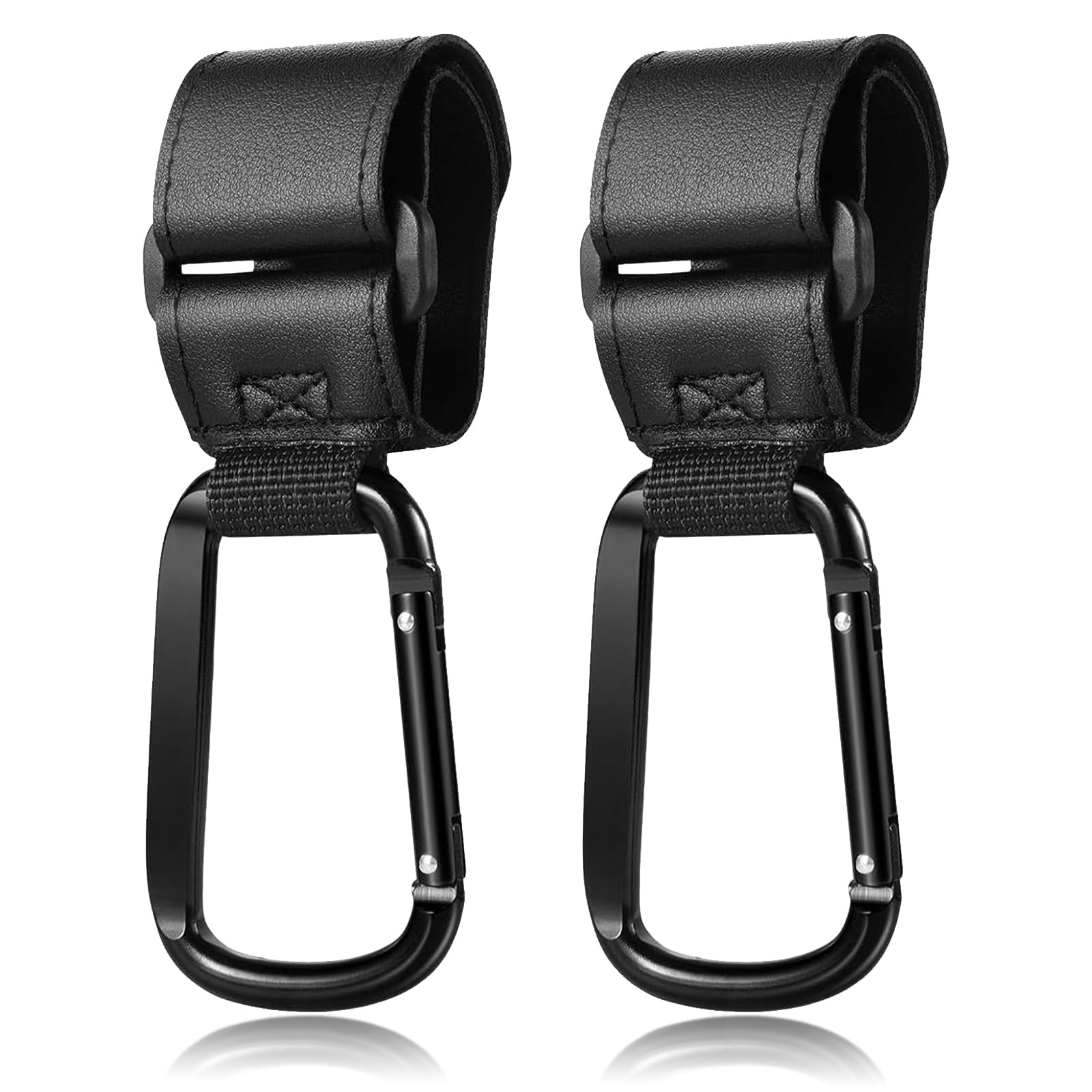 Stroller Hooks, Universal PU Leather Pram Hooks with Metal Carabiner, for Strollers, Cycling & Travel-image-9