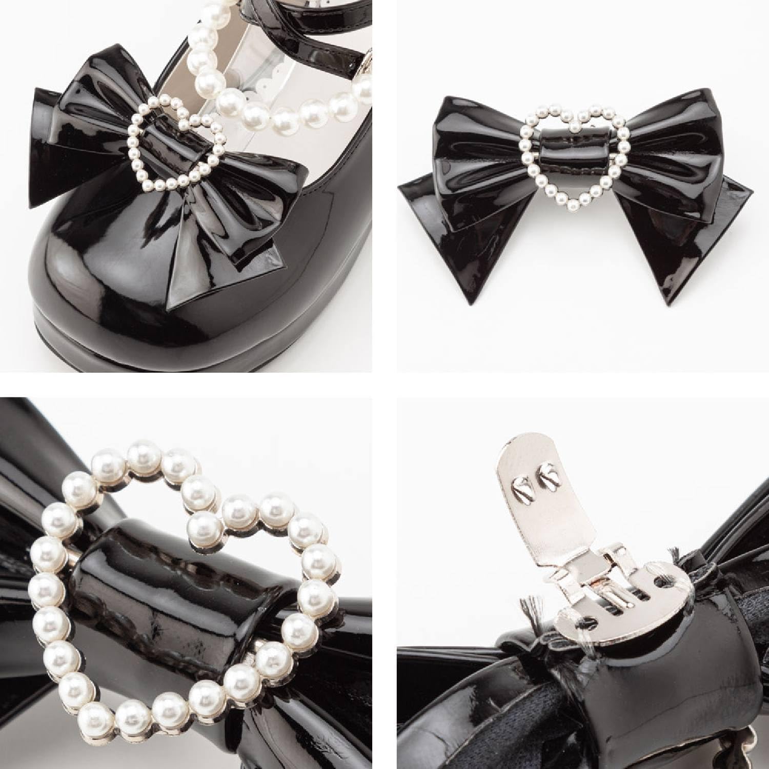 ディアマイラブ] パンプス 量産型 靴 パールアンクレットリボン