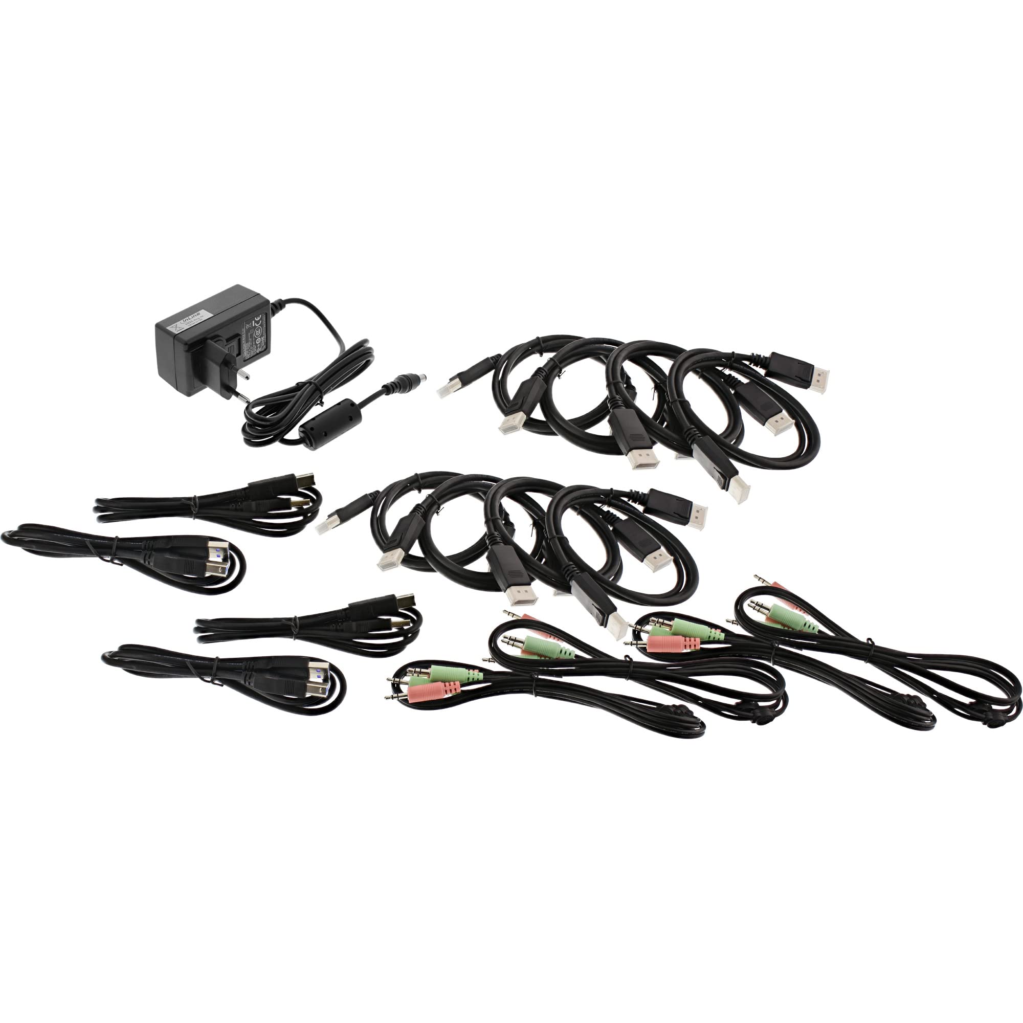 InLine 63654I KVM Desktop Switch, 4-krotny, podwójny monitor DisplayPort 1.2, 4K, USB 3.0, audio