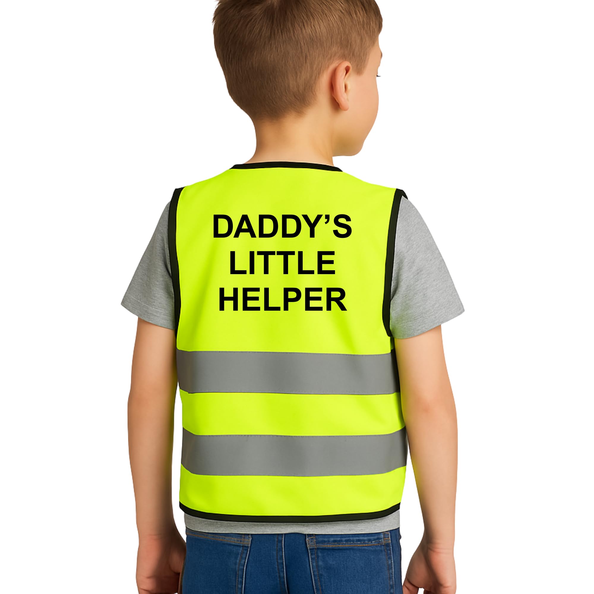 Step Ahead Kids Hi-Vis Safety Infant Vest – High Visibility Reflective Waistcoat for Children Boys & Girls Safety Vest with Back Side Custom Print (DADDY'S LITTLE HELPER, YELLOW, 1-2 Year)