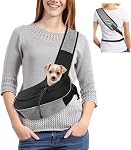 Gloppie Dog Sling Carrier Travel Cat Carrier Breathable Puppy Carrier Hand Free Dog Carrying Bag Pet Carrier for Dogs Below 10 lbs Dog Black