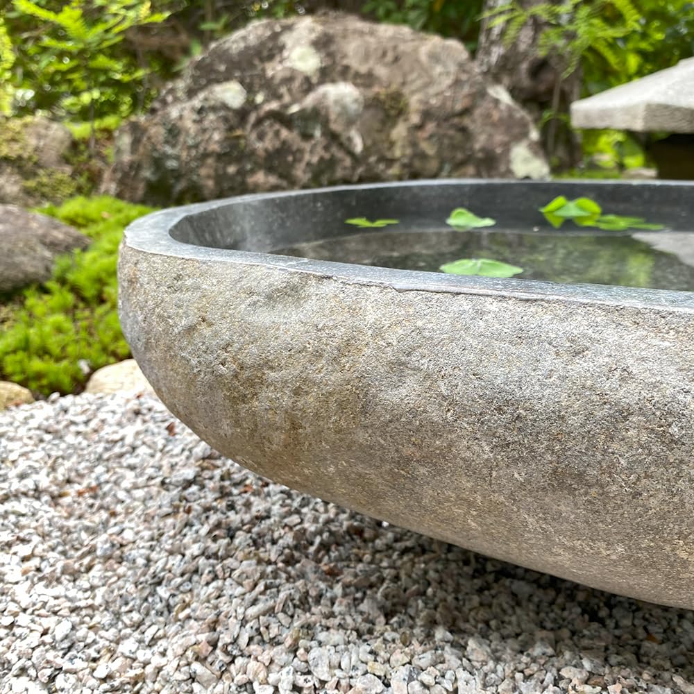 Amazon.co.jp: 水鉢 石 つくばい 手水鉢 和風 庭 庭園 蹲 坪庭 和