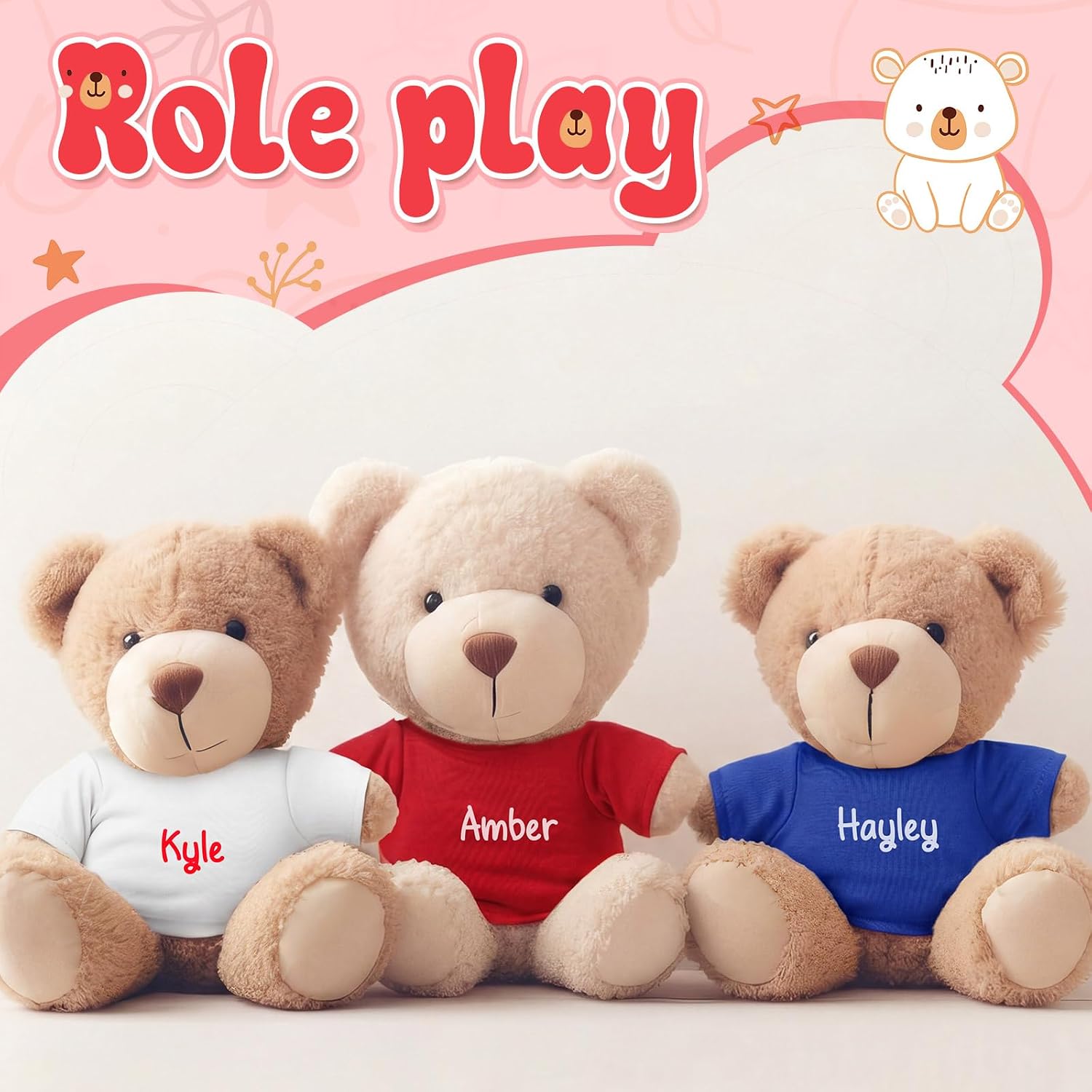 4 Pcs Sublimation Stffed Bear Tshirt for 8-12 Inch Stuffed Animal 4 Colors Plush Bear Clothes Perfect for DIY Stuffed Doll Outfit image 4
