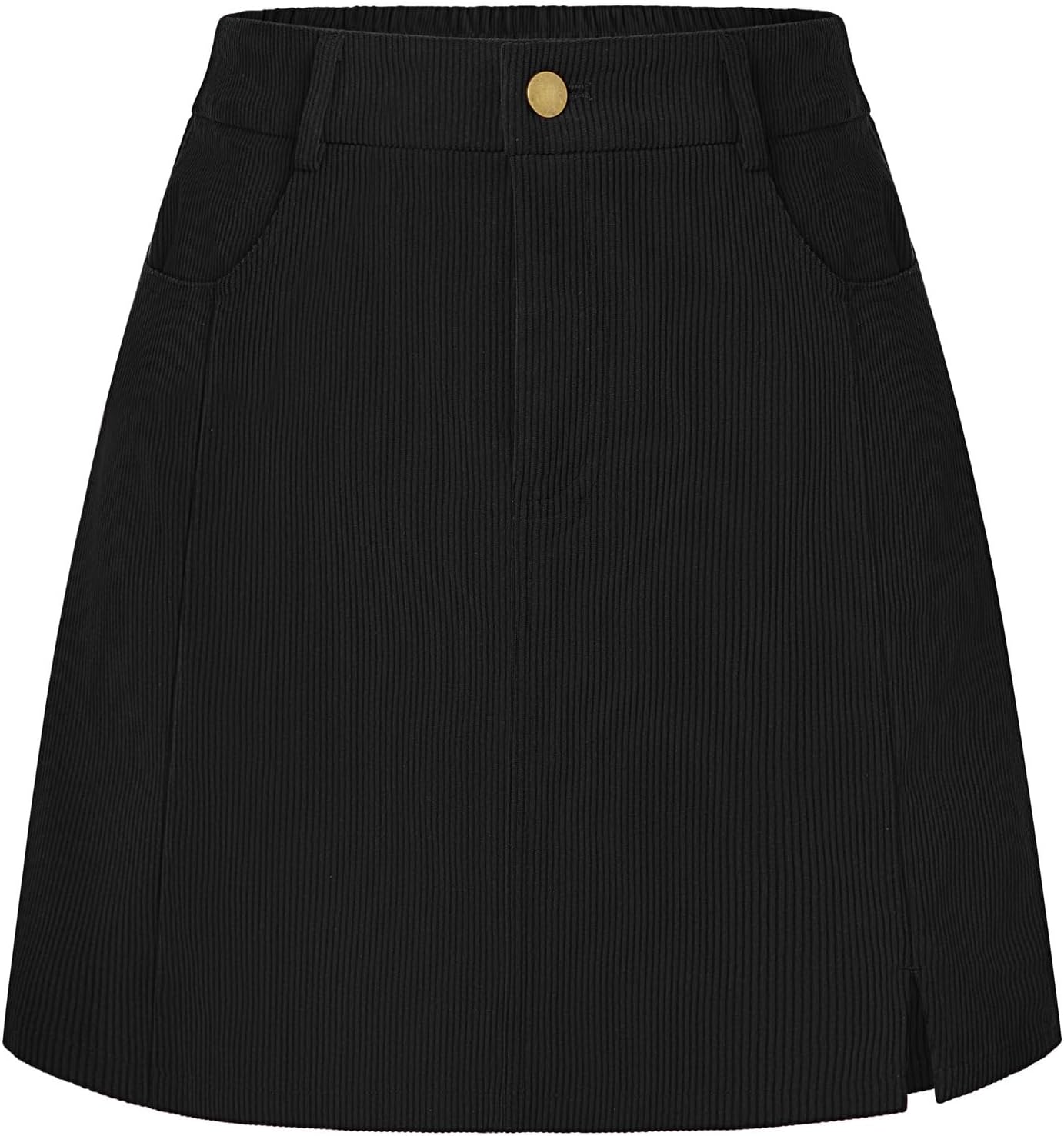 Belle Poque Women Corduroy Mini Skirt with Pockets Classic A-Line Fall Winter Basic Short Skirts