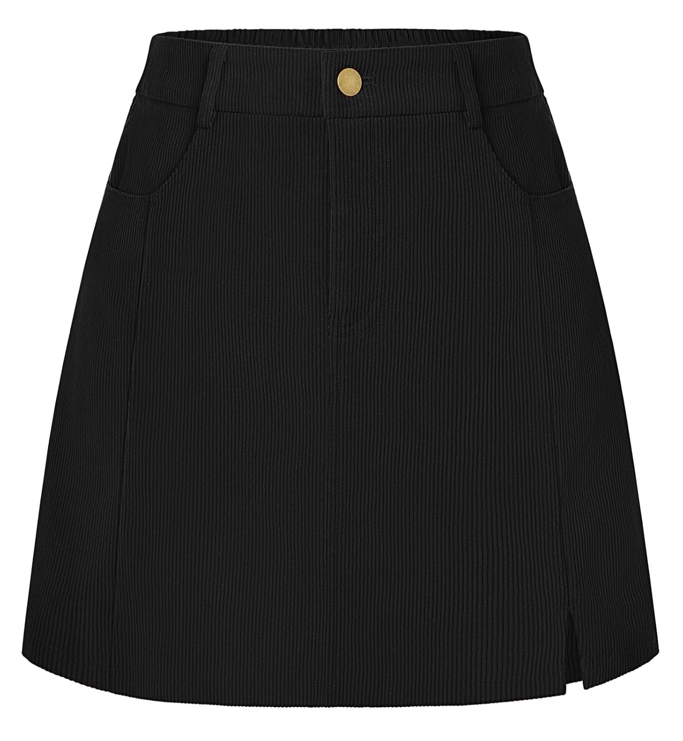 Belle Poque Women Corduroy Mini Skirt with Pockets Classic A-Line Fall Winter Basic Short Skirts
